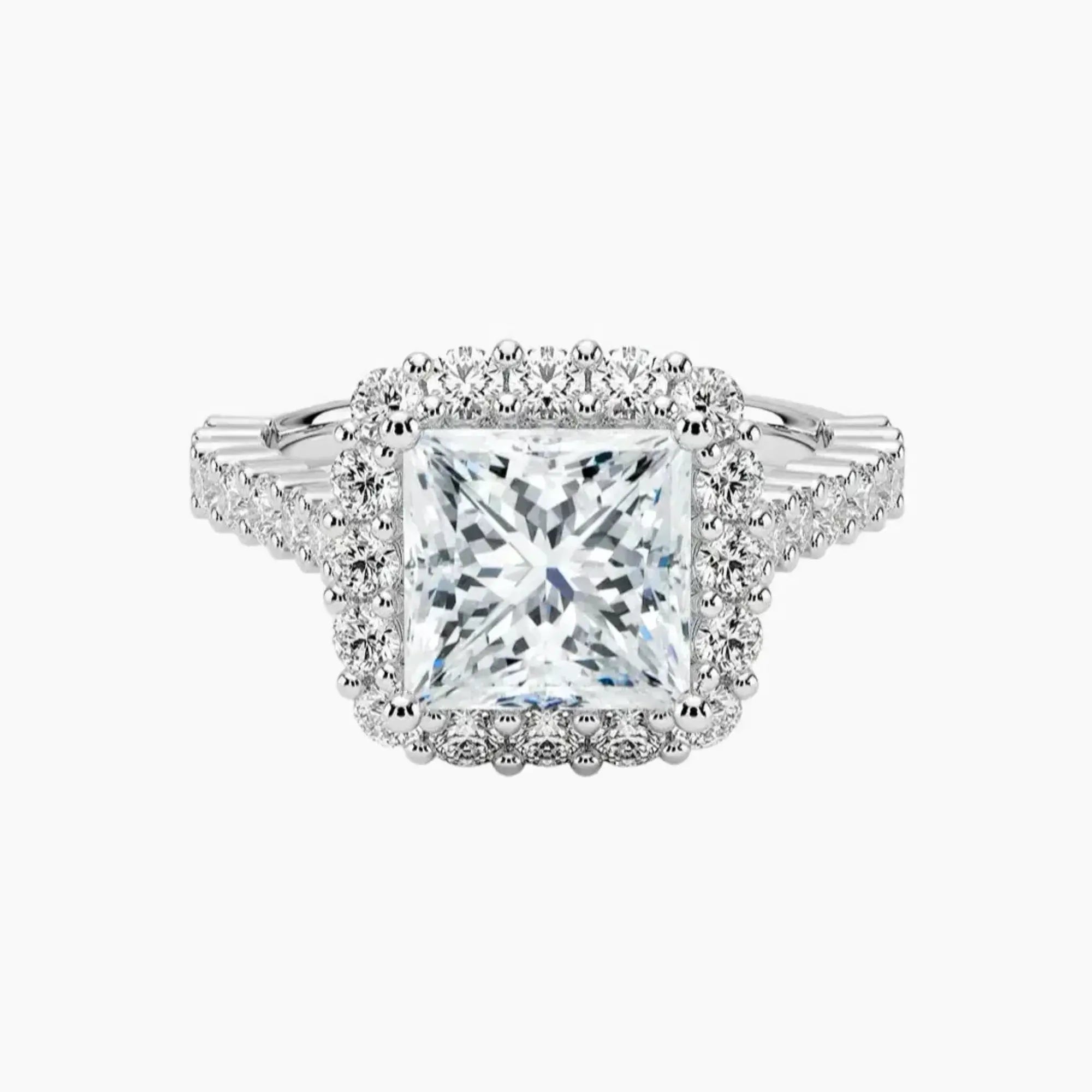 Fiora Pave Princess Designer 3 Carat Lab Grown Diamond Engagement Ring in 18K White Gold
