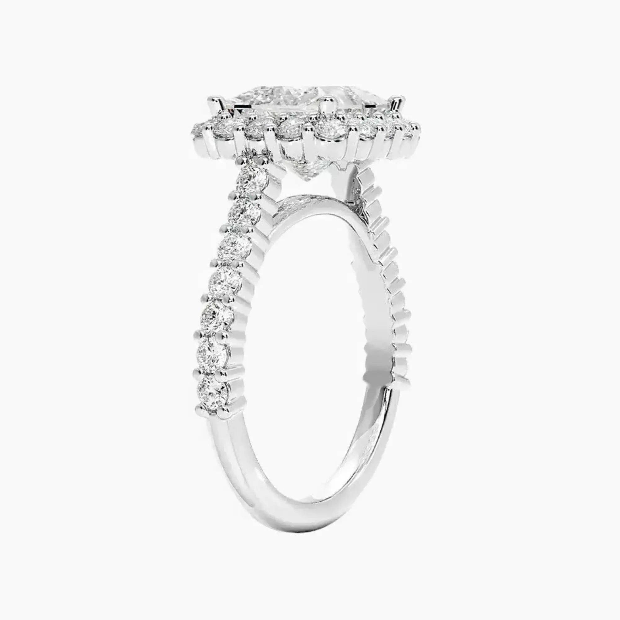 Fiora Pave Princess Designer 2.5 Carat Lab Grown Diamond Engagement Ring in 18K Rose Gold