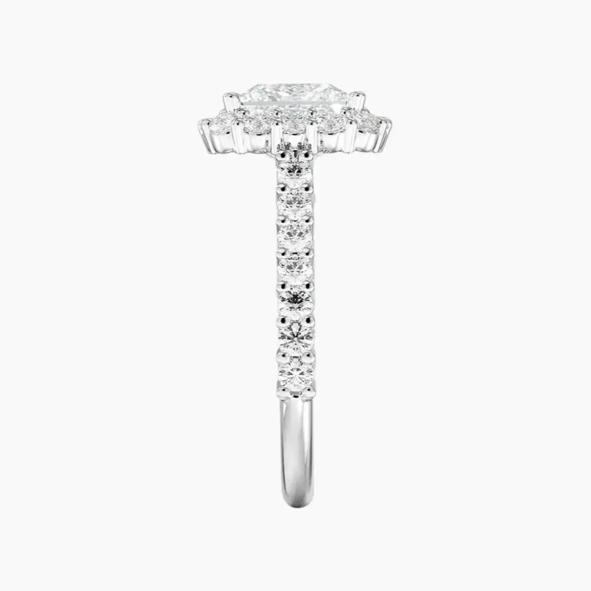 Fiora Pave Princess Designer 1.5 Carat Lab Grown Diamond Engagement Ring in 18K Yellow Gold