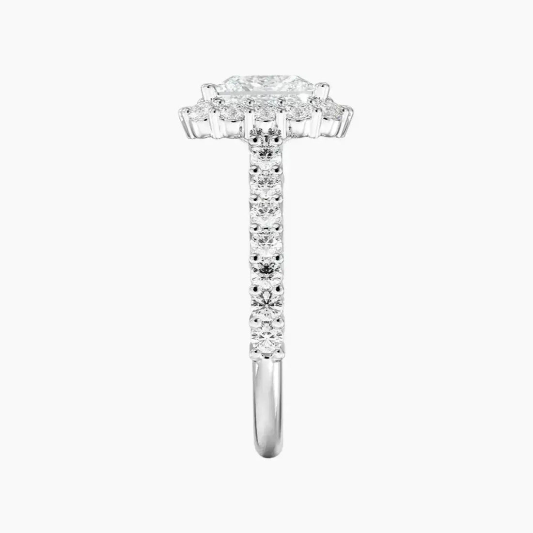 Fiora Pave Princess Designer Diamond Ring Setting in 14K Yellow Gold