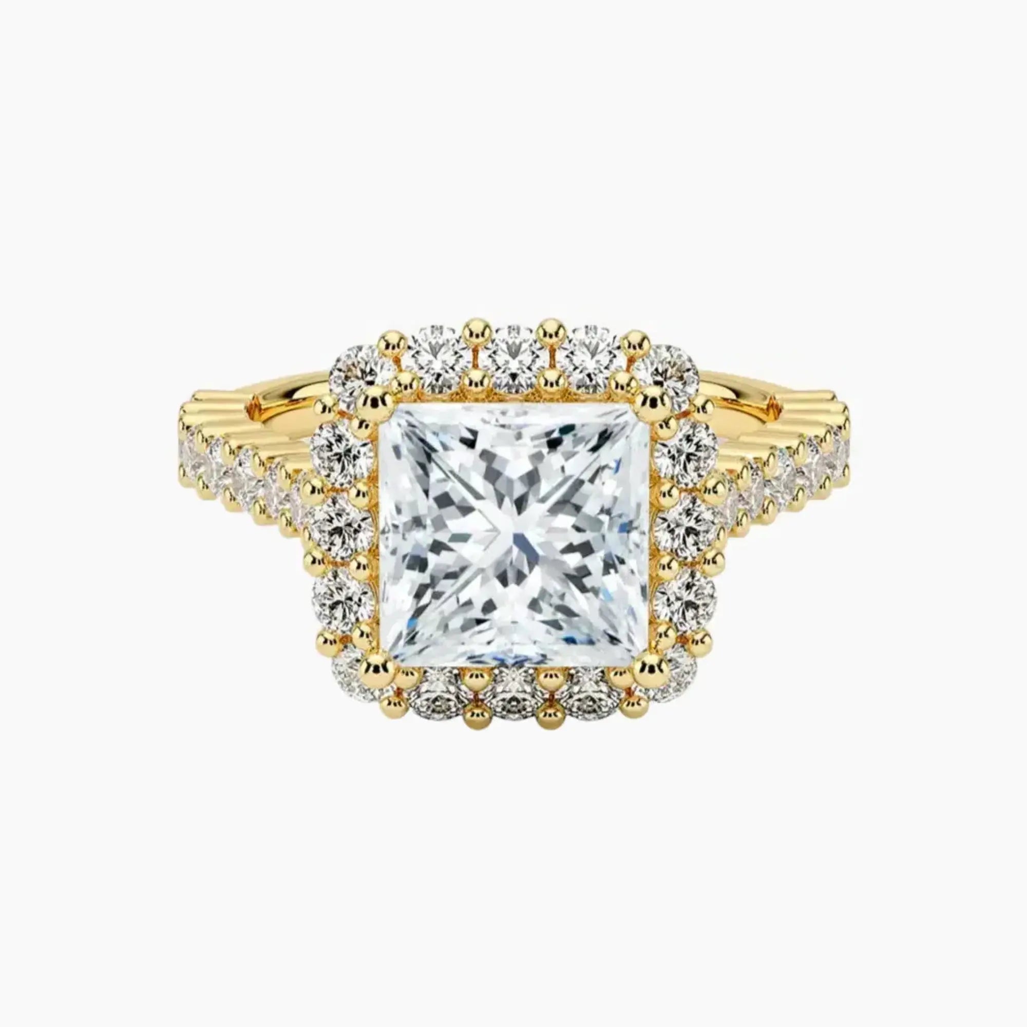 Fiora Pave Princess Designer 2.5 Carat Lab Grown Diamond Engagement Ring in 18K Rose Gold