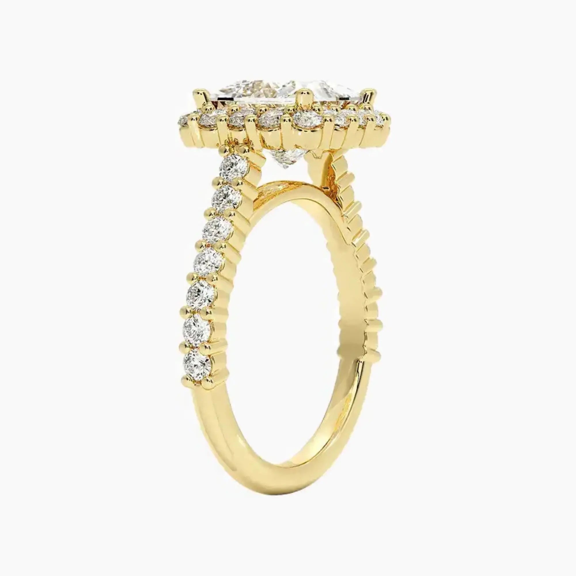 Fiora Pave Princess Designer 2 Carat Lab Grown Diamond Engagement Ring in 14K Rose Gold