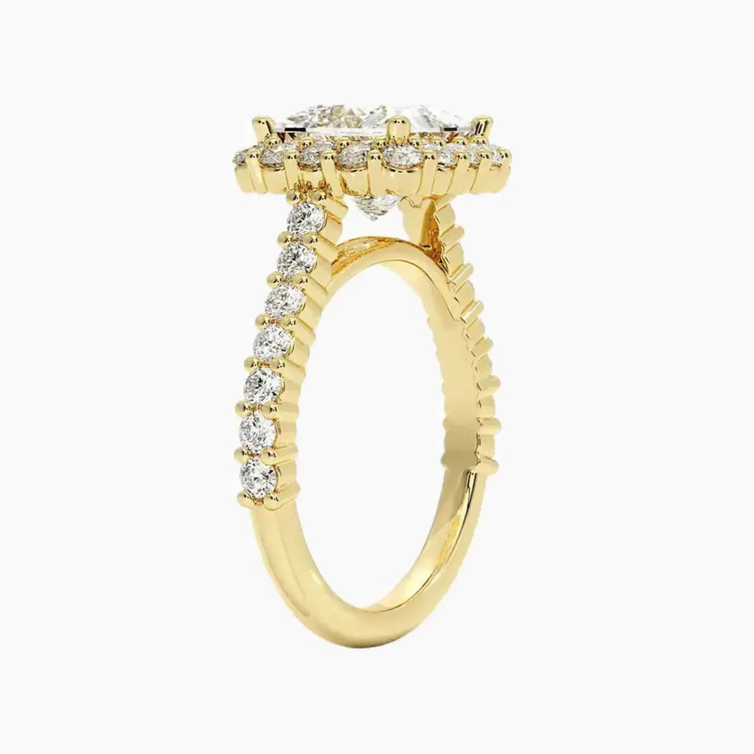 Fiora Pave Princess Designer 2 Carat Lab Grown Diamond Engagement Ring in 14K Rose Gold