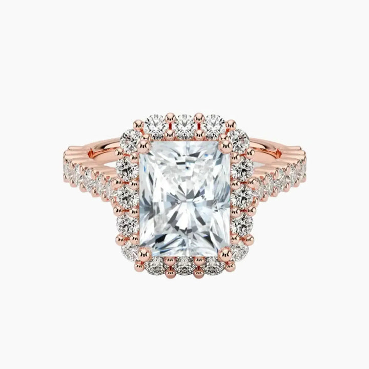 Fiora Pave Radiant Designer 3 Carat Lab Grown Diamond Engagement Ring in 14K Rose Gold
