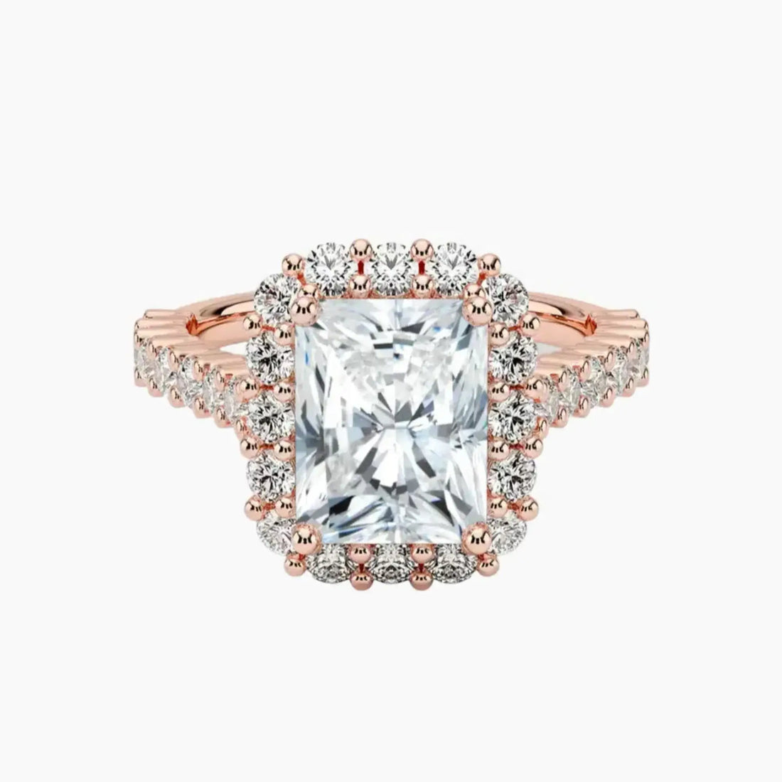 Fiora Pave Radiant Designer Diamond Ring Setting in 18K White Gold