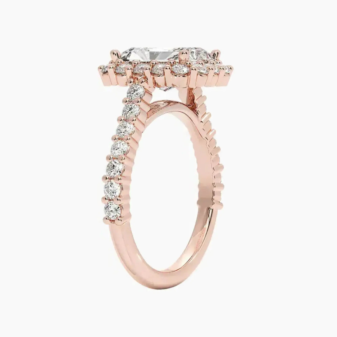 Fiora Pave Radiant Designer 2 Carat Lab Grown Diamond Engagement Ring in 14K Yellow Gold