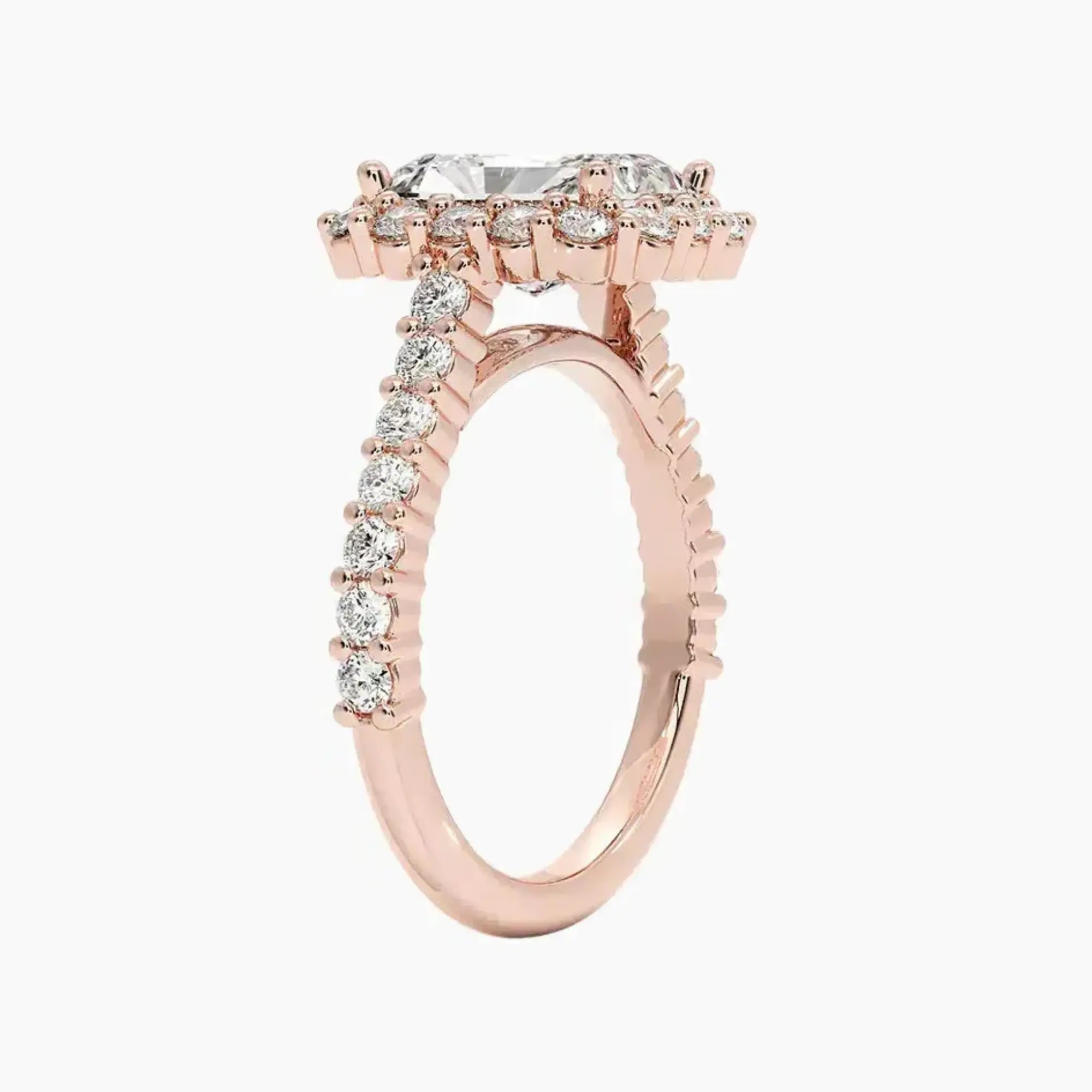 Fiora Pave Radiant Designer 1 Carat Lab Grown Diamond Engagement Ring in 14K White Gold
