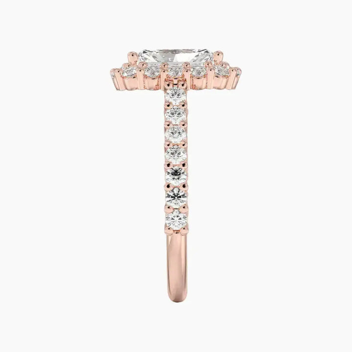 Fiora Pave Radiant Designer 3 Carat Lab Grown Diamond Engagement Ring in 14K Yellow Gold