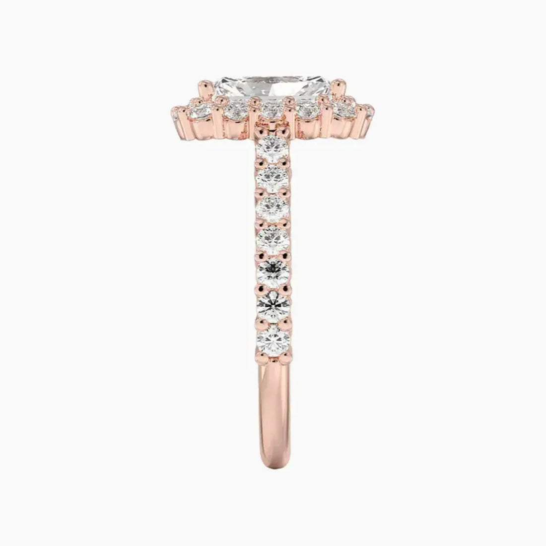 Fiora Pave Radiant Designer 1 Carat Lab Grown Diamond Engagement Ring in 18K Yellow Gold