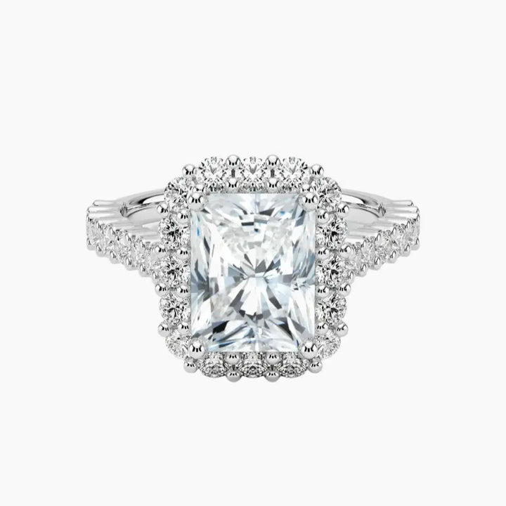 Fiora Pave Radiant Designer 2 Carat Lab Grown Diamond Engagement Ring in 14K White Gold