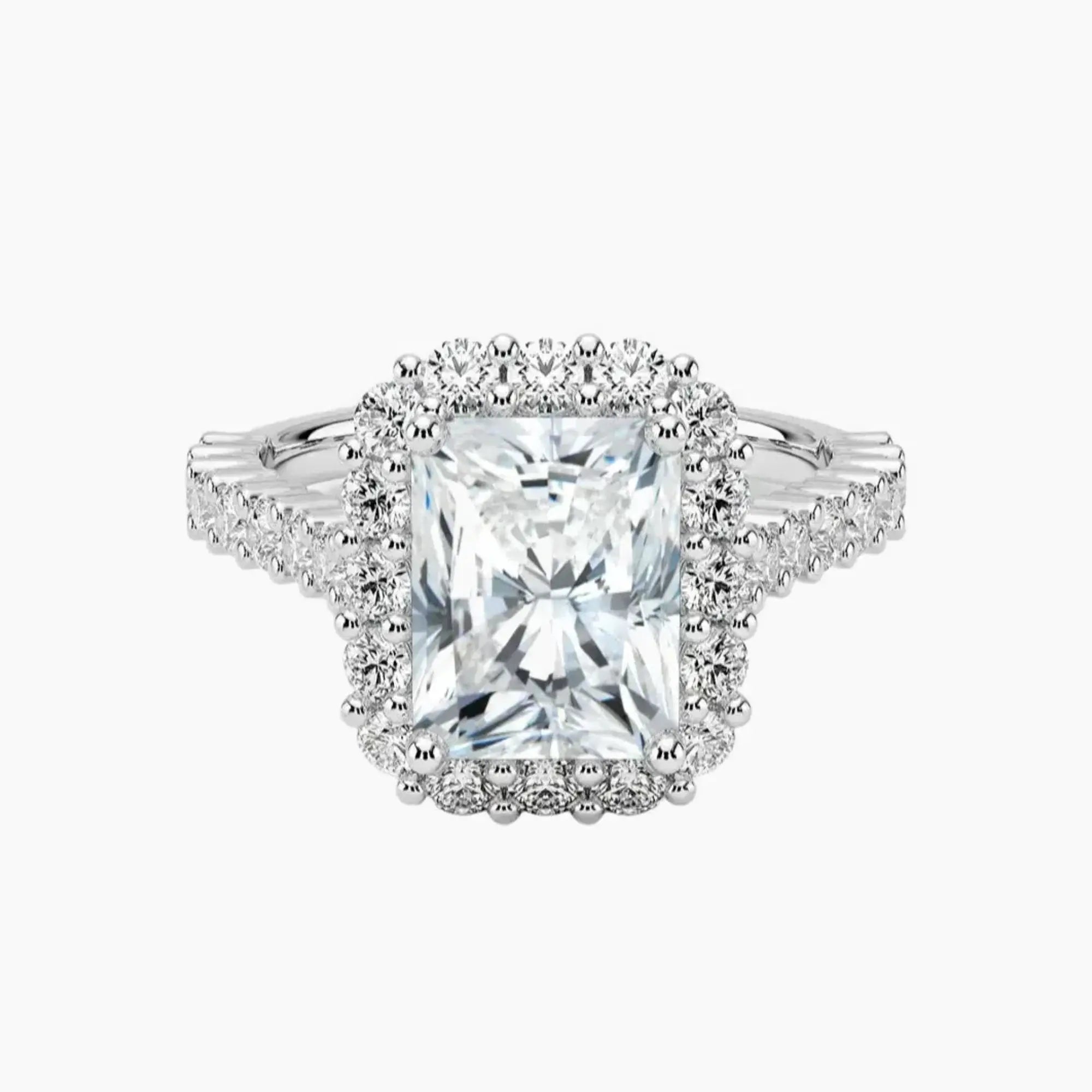 Fiora Pave Radiant Designer 3 Carat Lab Grown Diamond Engagement Ring in 18K Yellow Gold