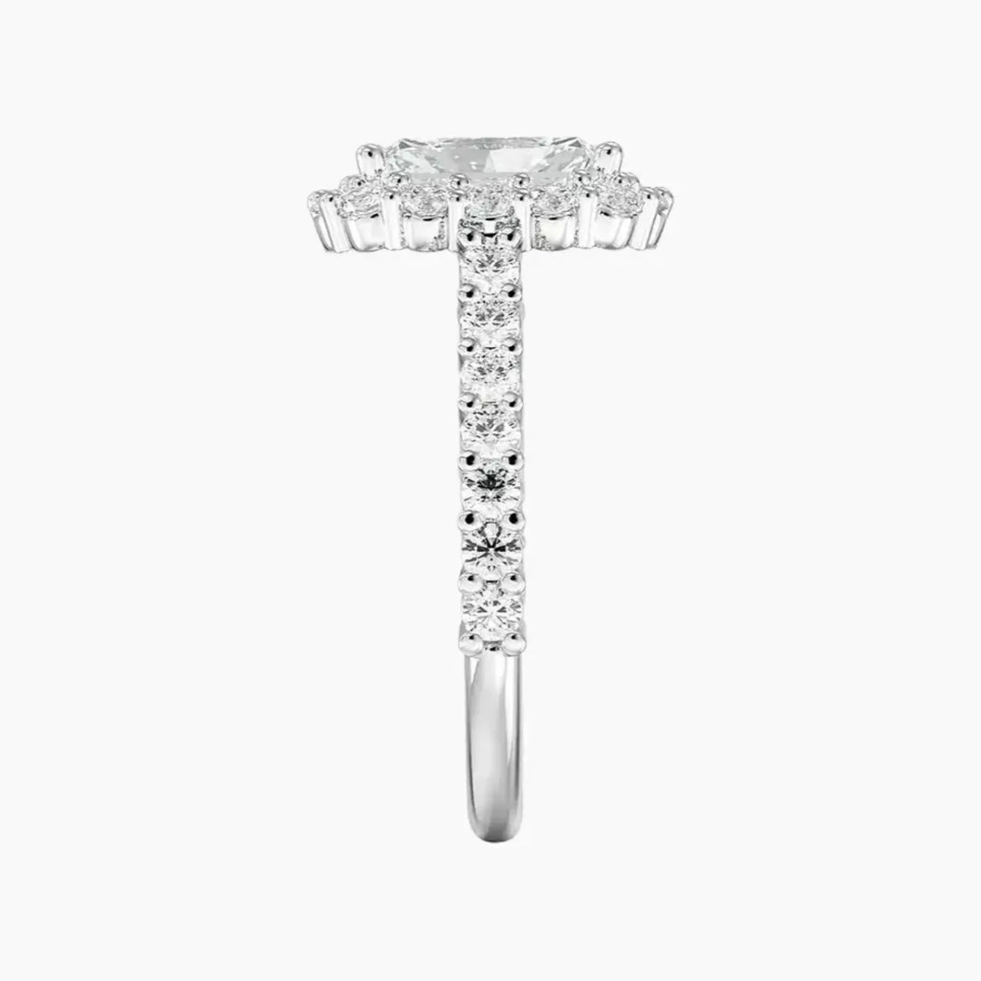 Fiora Pave Radiant Designer Diamond Ring Setting in 14K White Gold