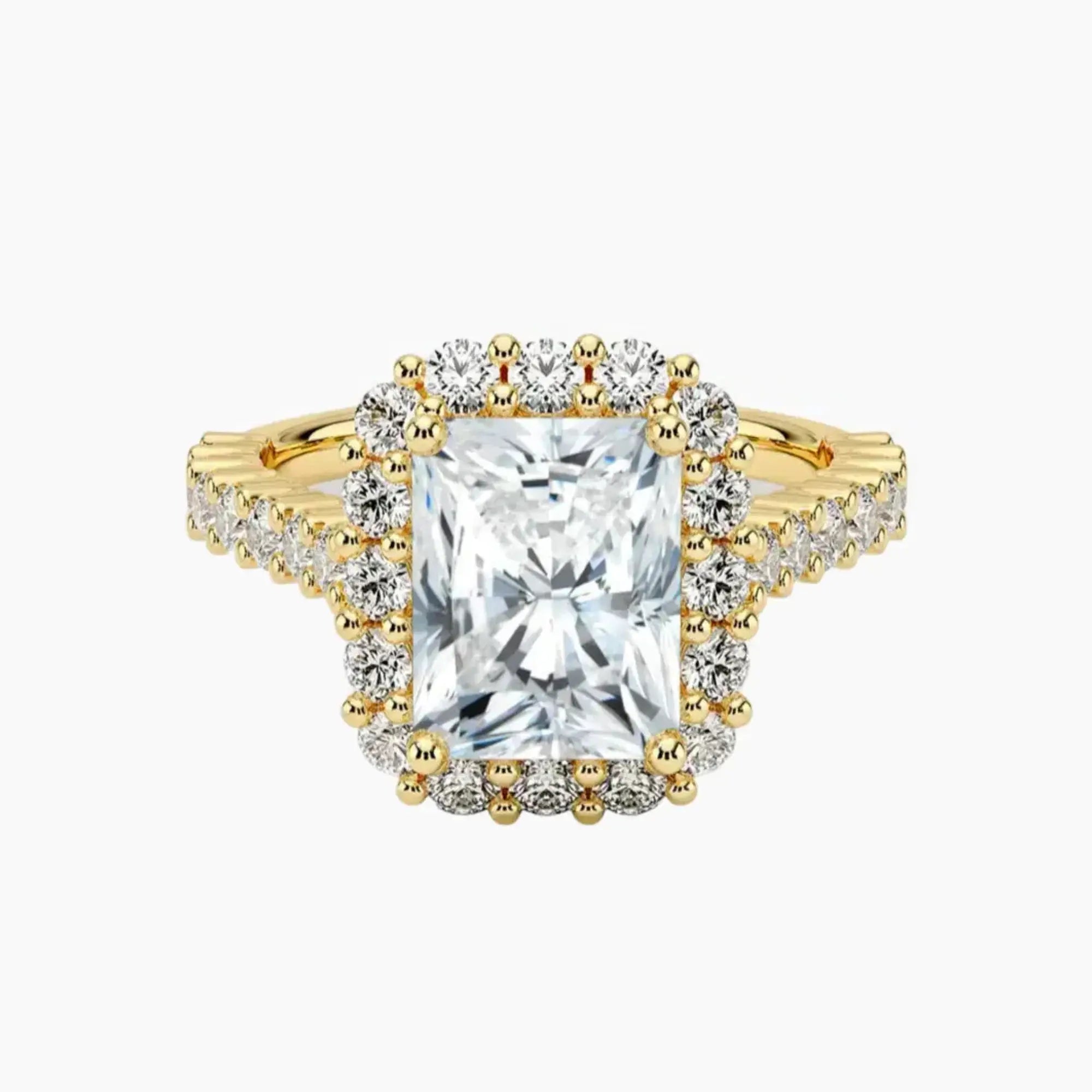 Fiora Pave Radiant Designer 1 Carat Lab Grown Diamond Engagement Ring in 14K Rose Gold