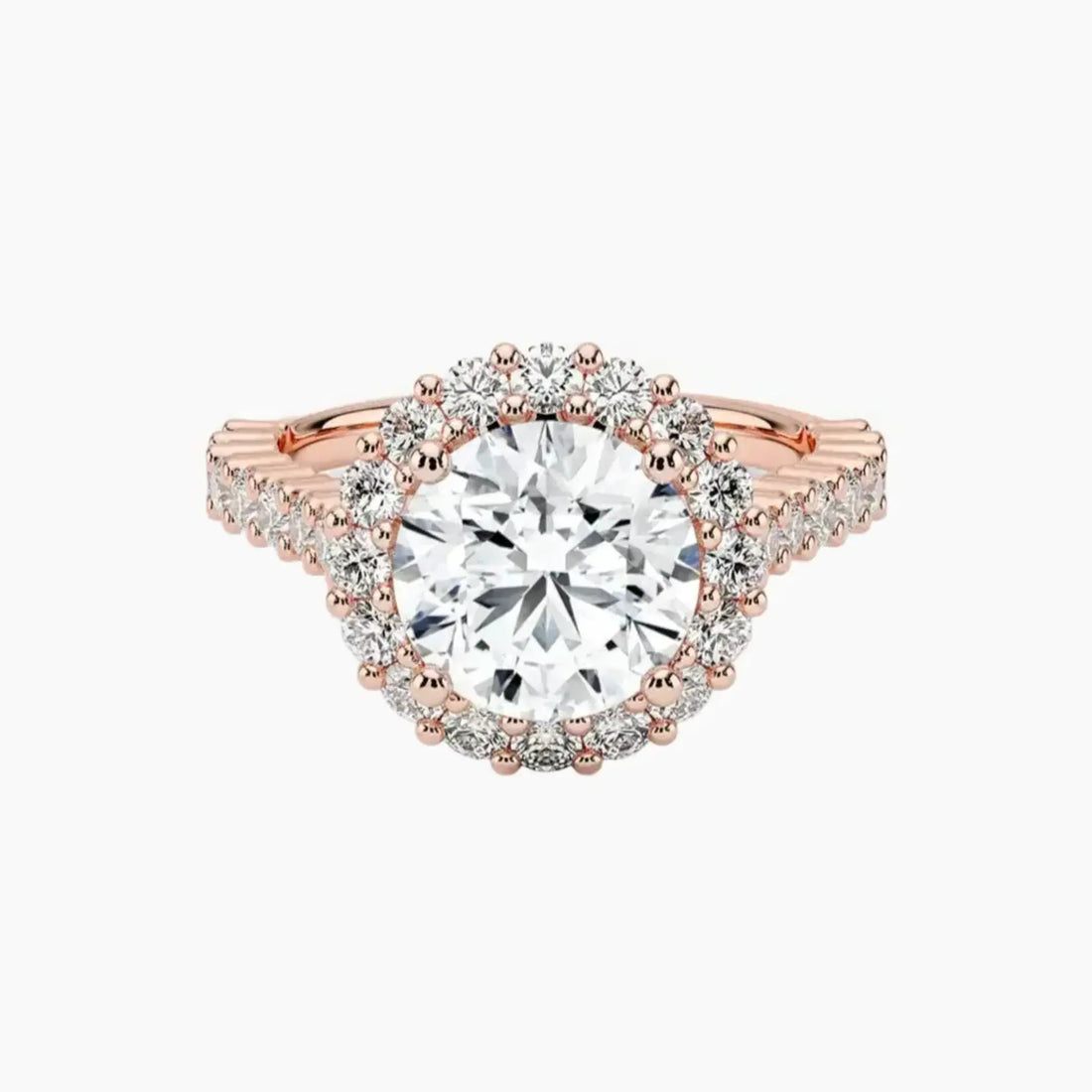 Fiora Pave Round Designer 1 Carat Lab Grown Diamond Engagement Ring in 14K Yellow Gold