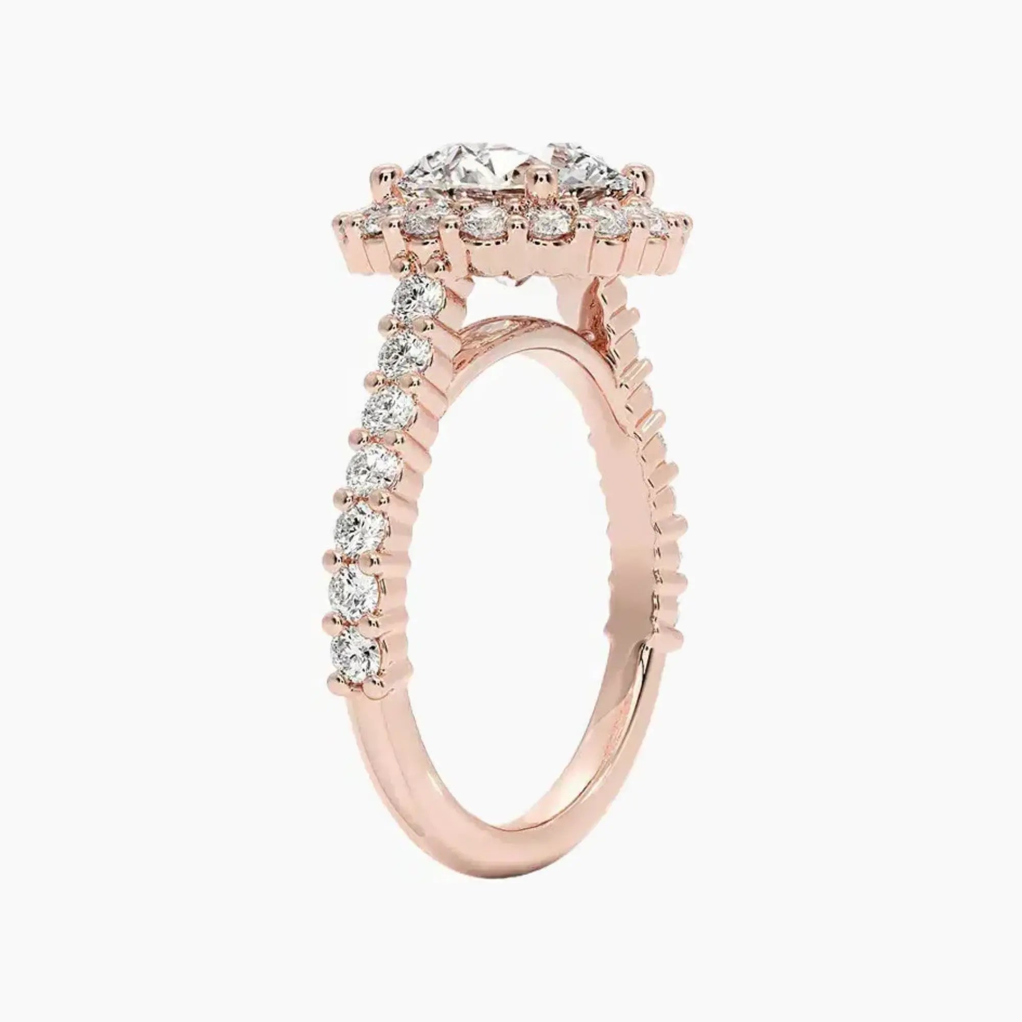 Fiora Pave Round Designer Diamond Ring Setting in 14K Rose Gold