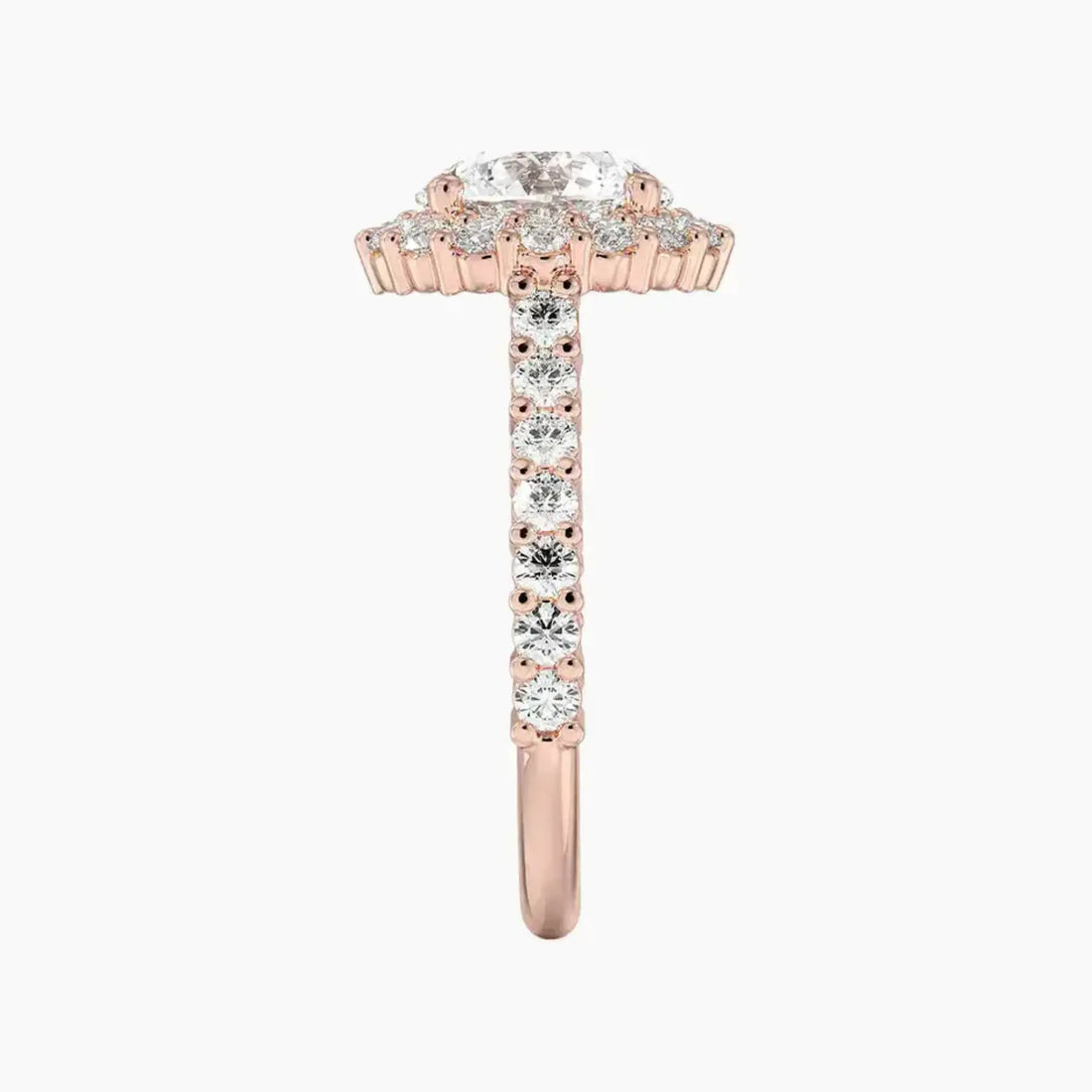 Fiora Pave Round Designer 1 Carat Lab Grown Diamond Engagement Ring in 14K Rose Gold