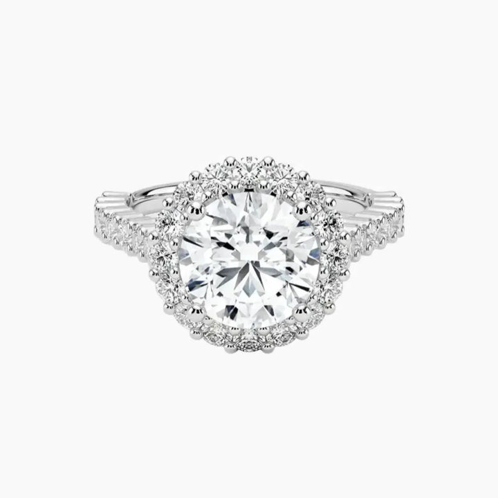 Fiora Pave Round Designer 3 Carat Lab Grown Diamond Engagement Ring in 14K White Gold