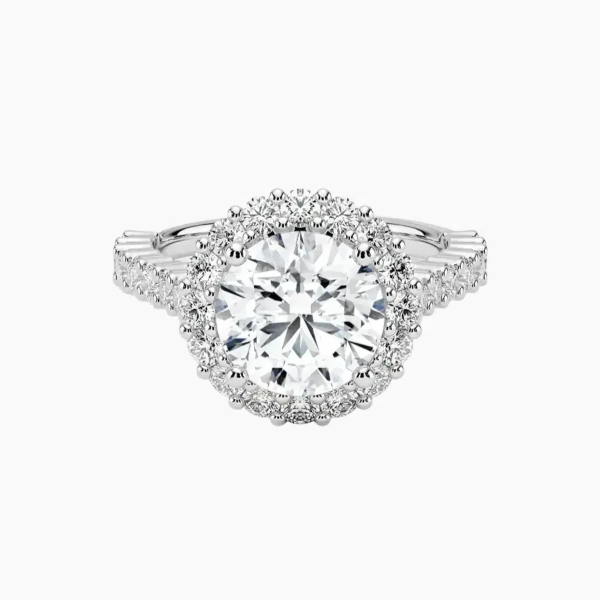 Fiora Pave Round Designer 1 Carat Lab Grown Diamond Engagement Ring in 18K Yellow Gold