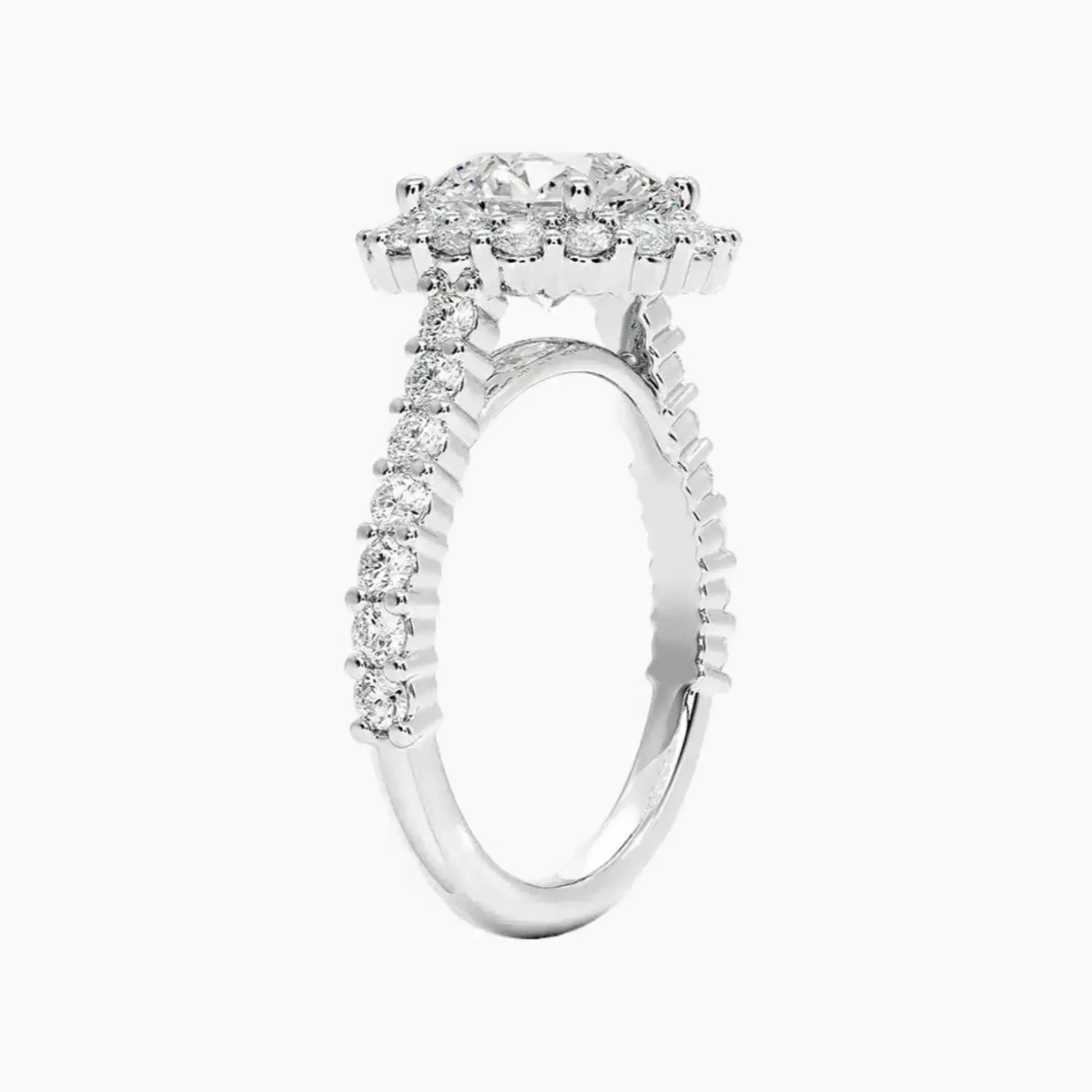 Fiora Pave Round Designer Diamond Ring Setting in 14K Rose Gold