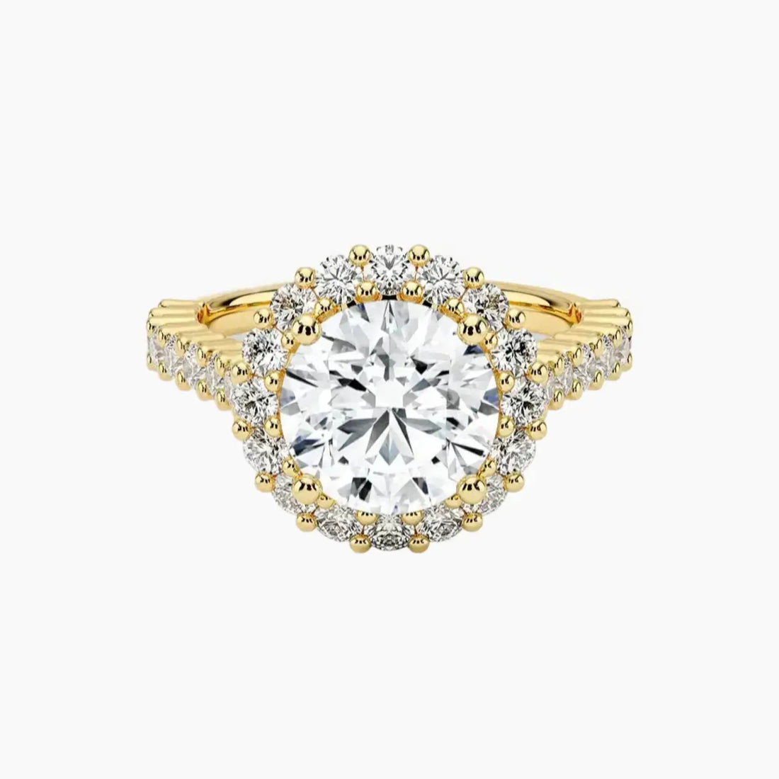 Fiora Pave Round Designer 1 Carat Lab Grown Diamond Engagement Ring in 14K Yellow Gold