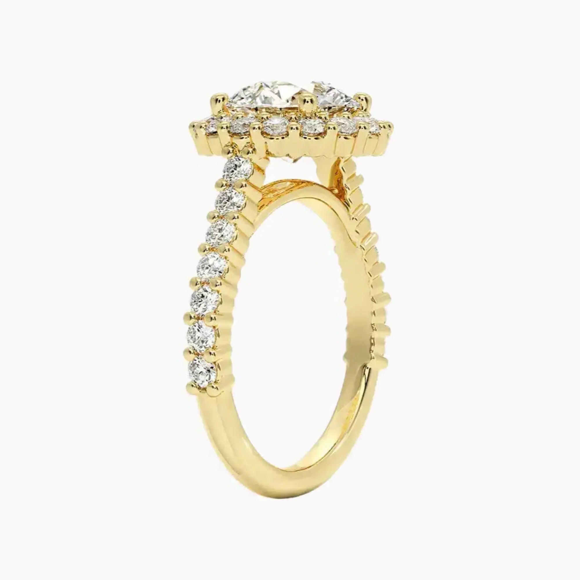 Fiora Pave Round Designer 1.5 Carat Lab Grown Diamond Engagement Ring in 14K Yellow Gold