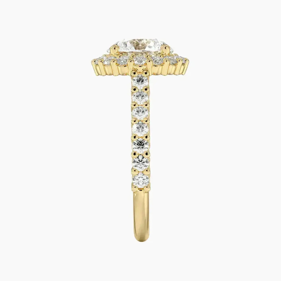 Fiora Pave Round Designer 3 Carat Lab Grown Diamond Engagement Ring in 14K Rose Gold