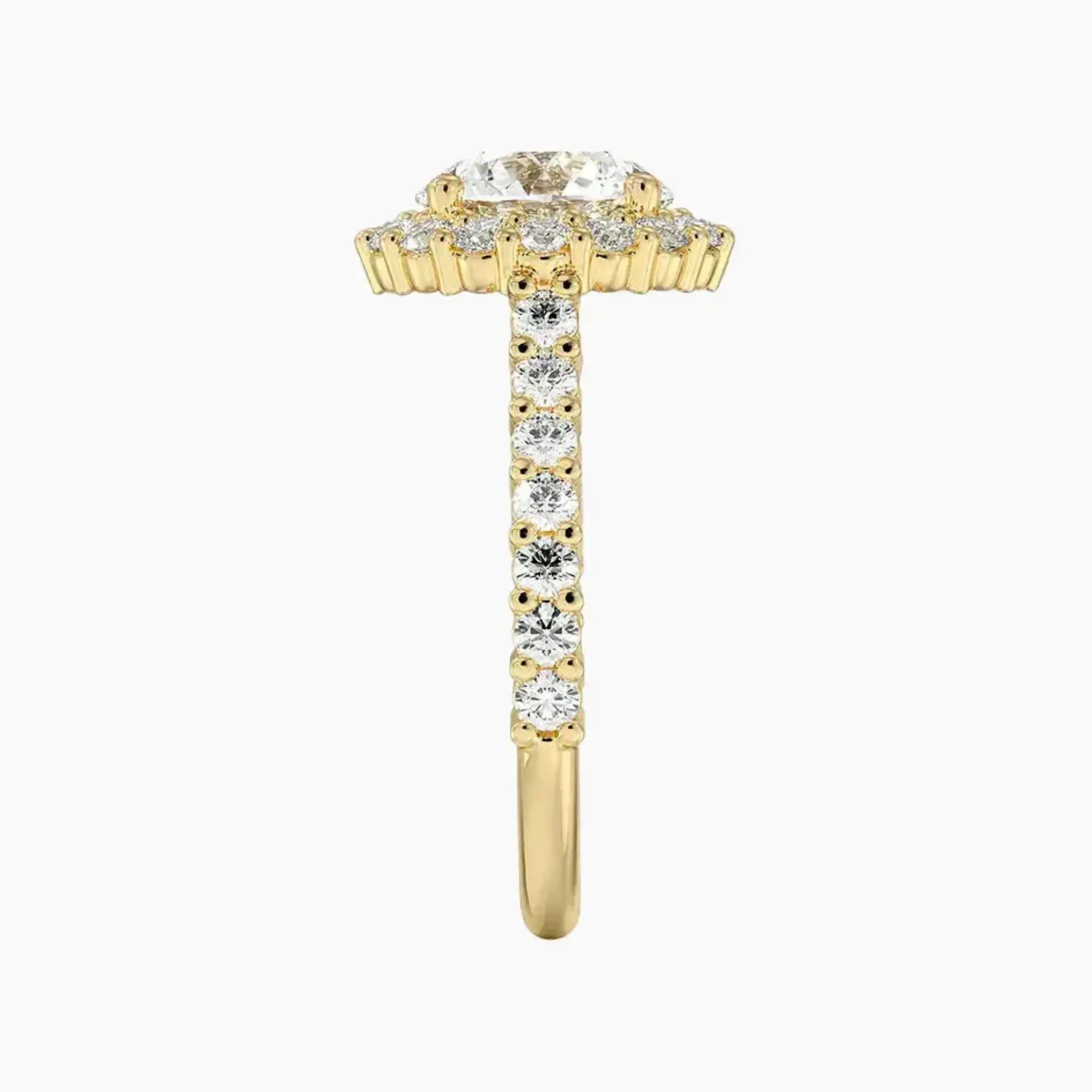 Fiora Pave Round Designer 3 Carat Lab Grown Diamond Engagement Ring in 18K Yellow Gold