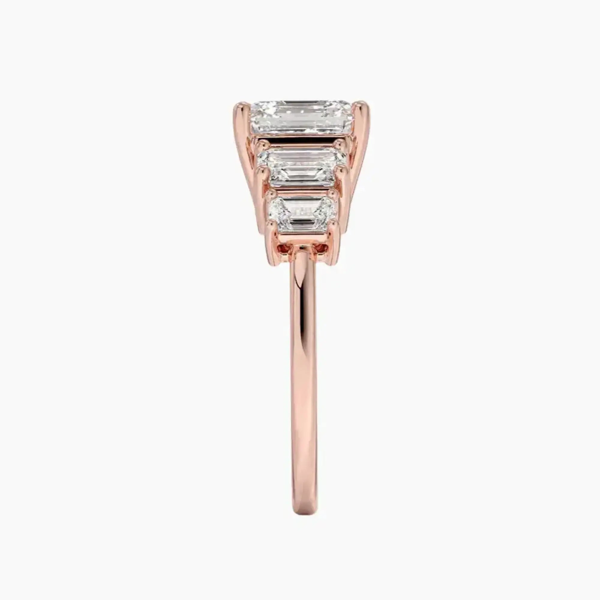 Katerina Five Stone Asscher Designer 3 Carat Lab Grown Diamond Engagement Ring in 18K Rose Gold