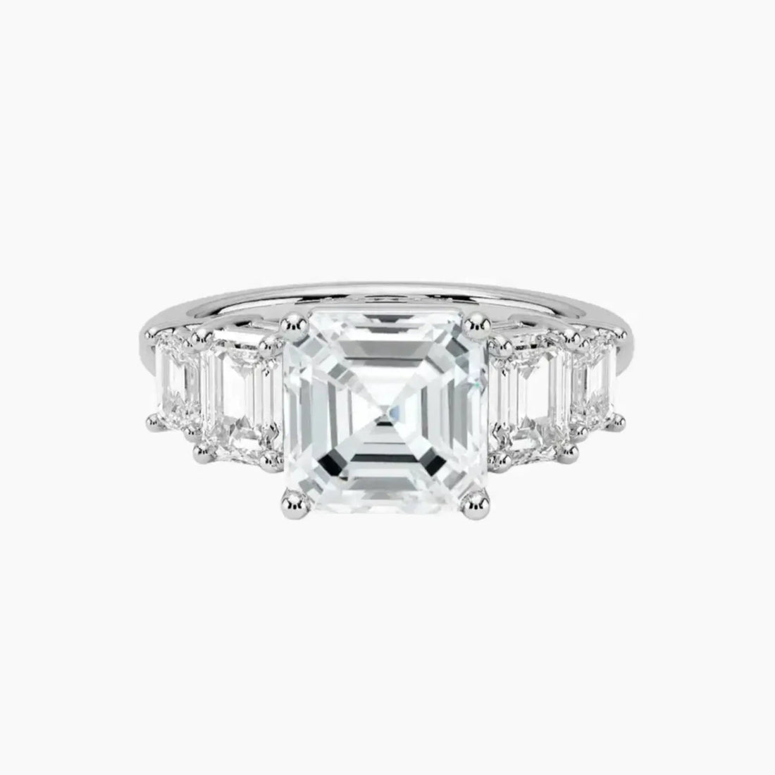 Katerina Five Stone Asscher Designer 2.5 Carat Lab Grown Diamond Engagement Ring in 14K Yellow Gold