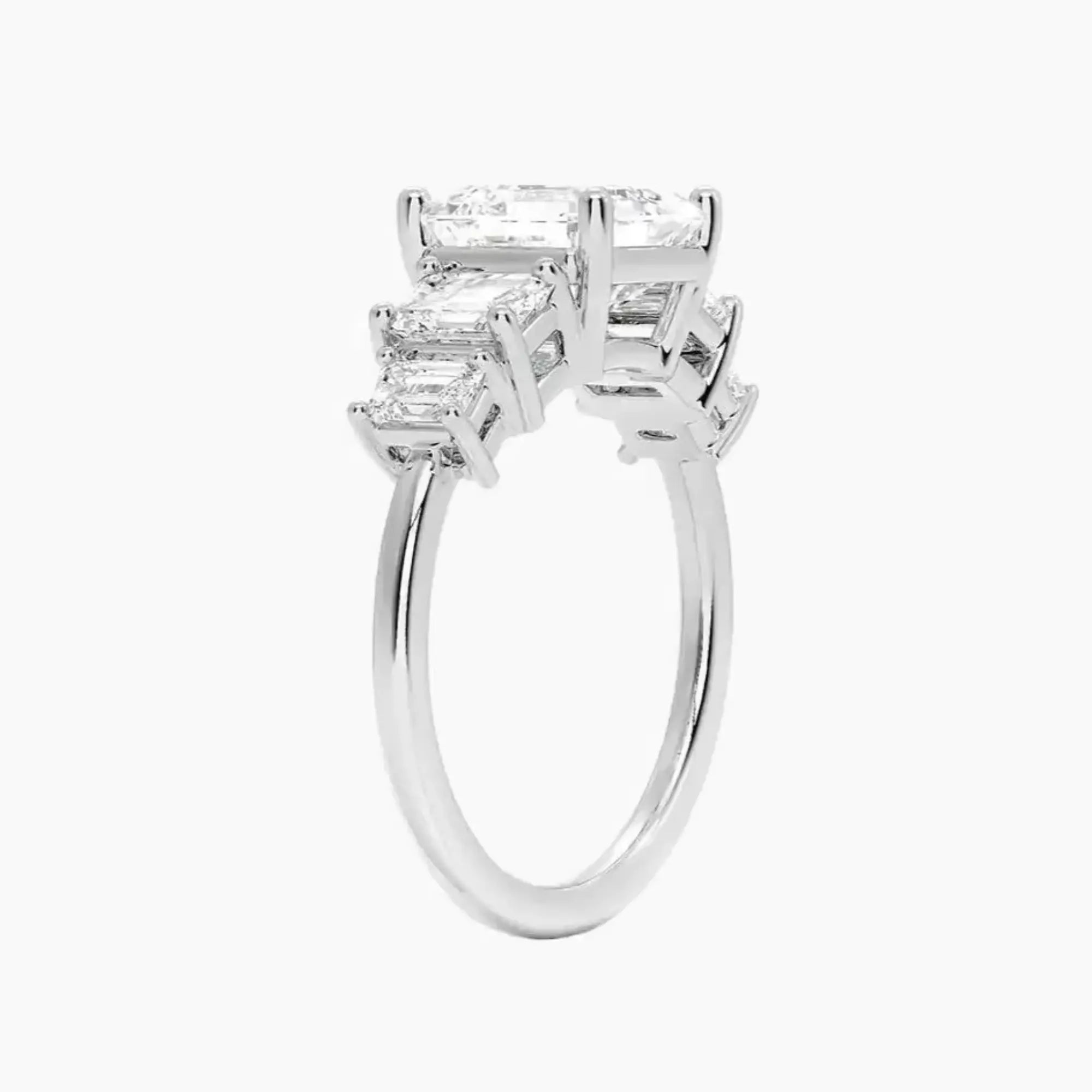 Katerina Five Stone Asscher Designer 1 Carat Lab Grown Diamond Engagement Ring in 18K Rose Gold