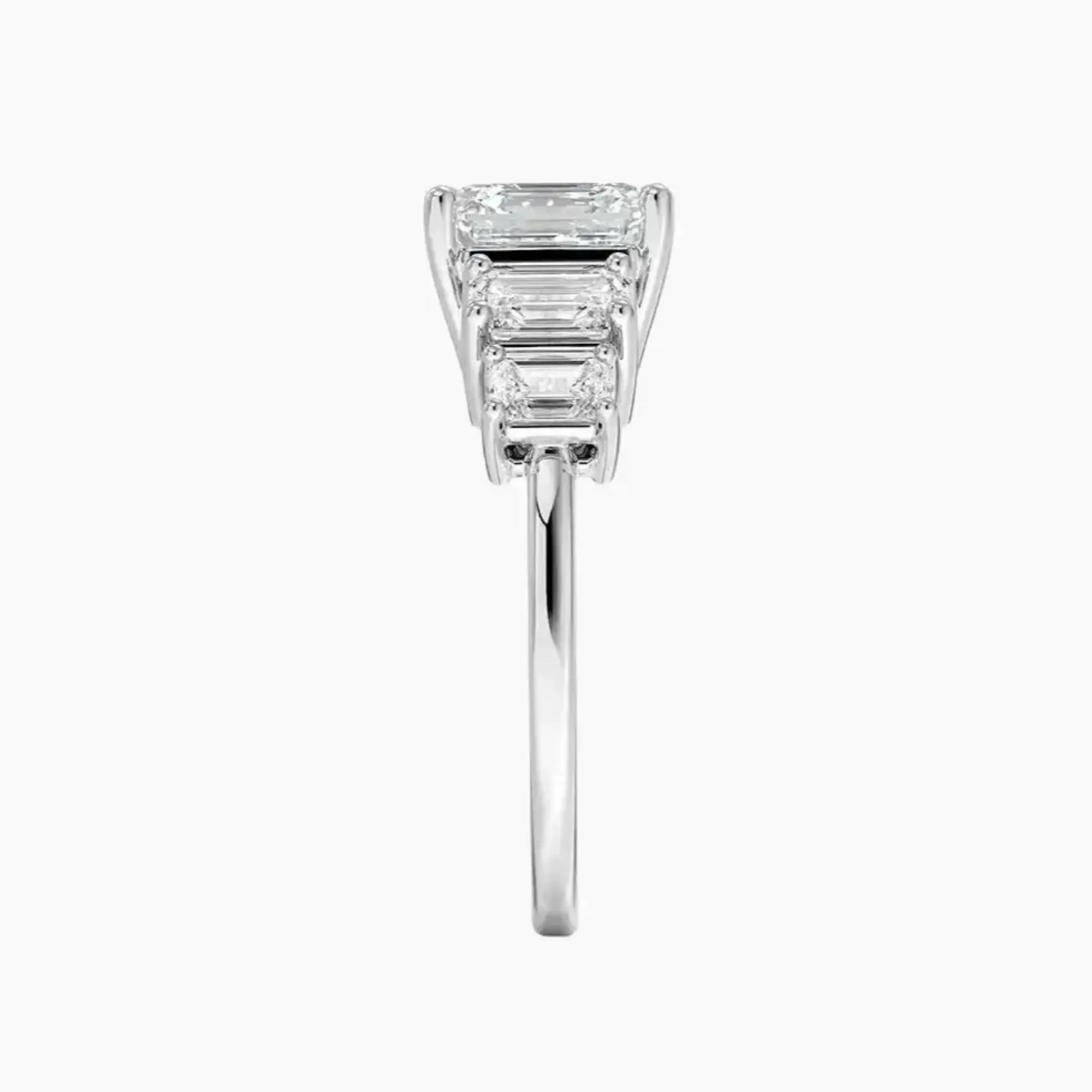 Katerina Five Stone Asscher Designer 2.5 Carat Lab Grown Diamond Engagement Ring in 14K Yellow Gold