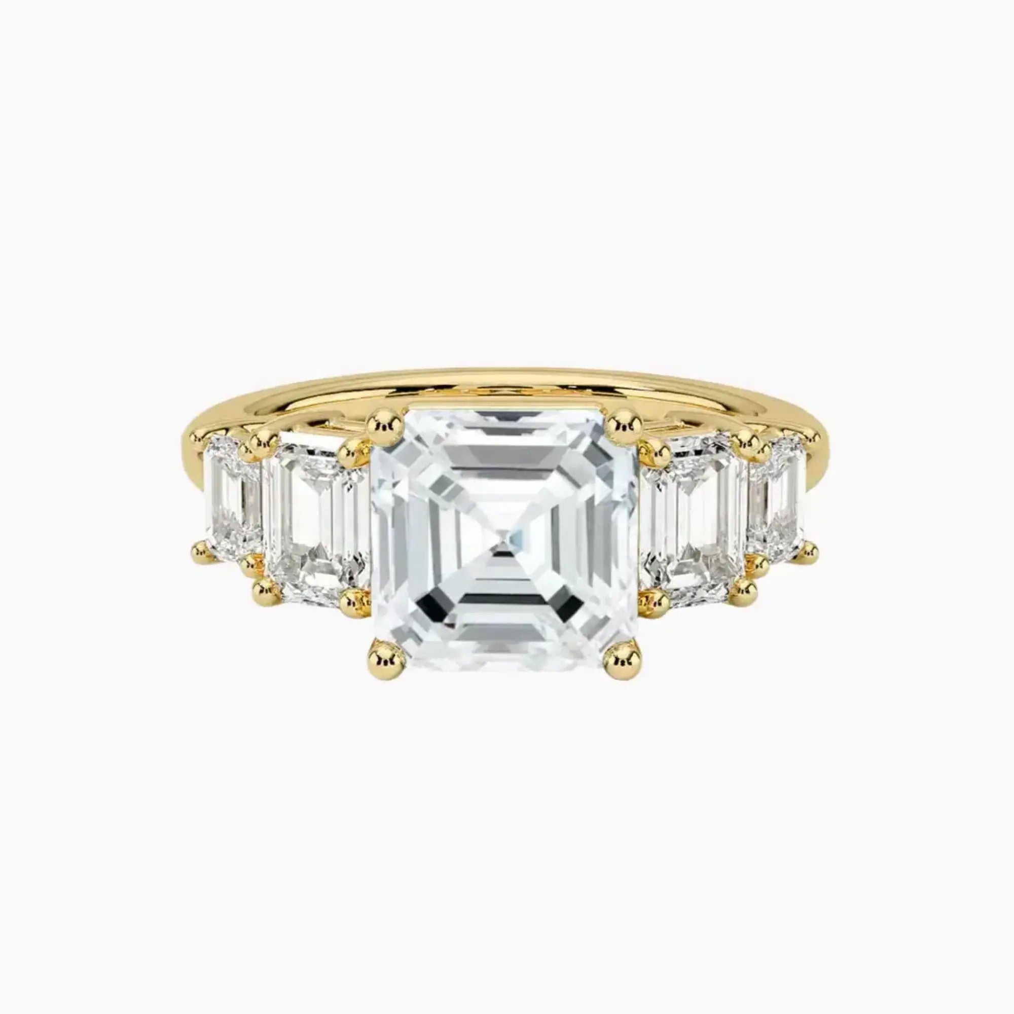 Katerina Five Stone Asscher Designer 2.5 Carat Lab Grown Diamond Engagement Ring in 18K White Gold