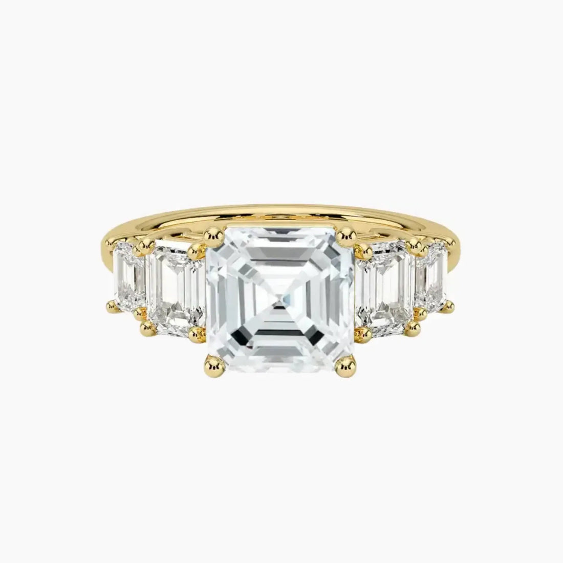Katerina Five Stone Asscher Designer 1 Carat Lab Grown Diamond Engagement Ring in 14K Rose Gold