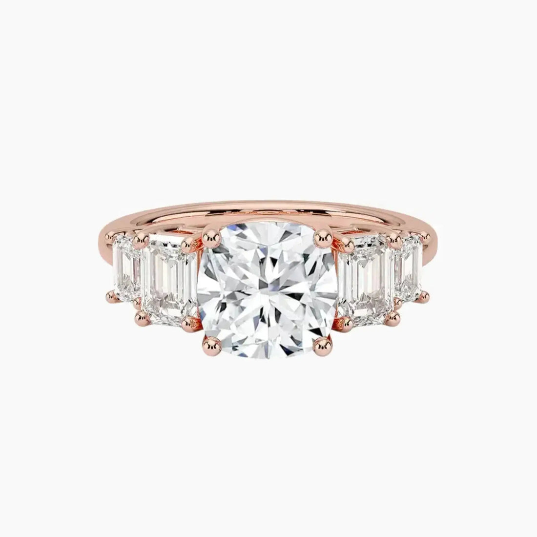 Katerina Five Stone Cushion Designer 2 Carat Lab Grown Diamond Engagement Ring in 18K Yellow Gold