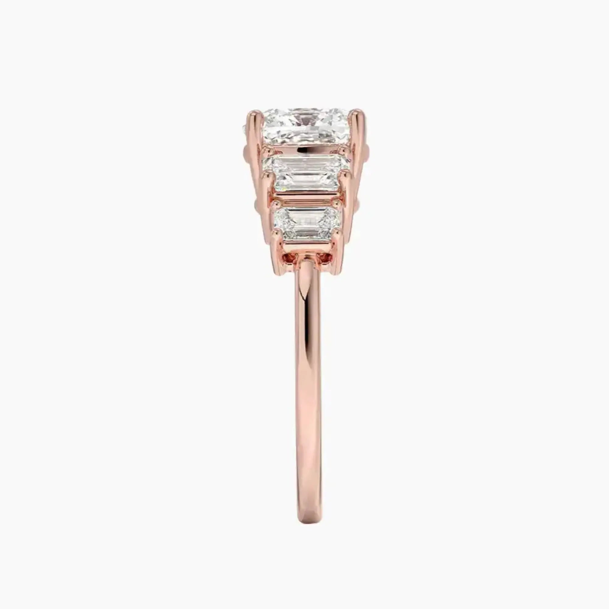 Katerina Five Stone Cushion Designer 1 Carat Lab Grown Diamond Engagement Ring in 18K Yellow Gold