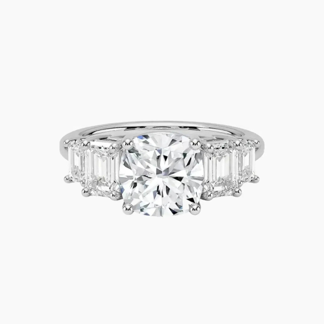 Katerina Five Stone Cushion Designer 3 Carat Lab Grown Diamond Engagement Ring in 14K Rose Gold