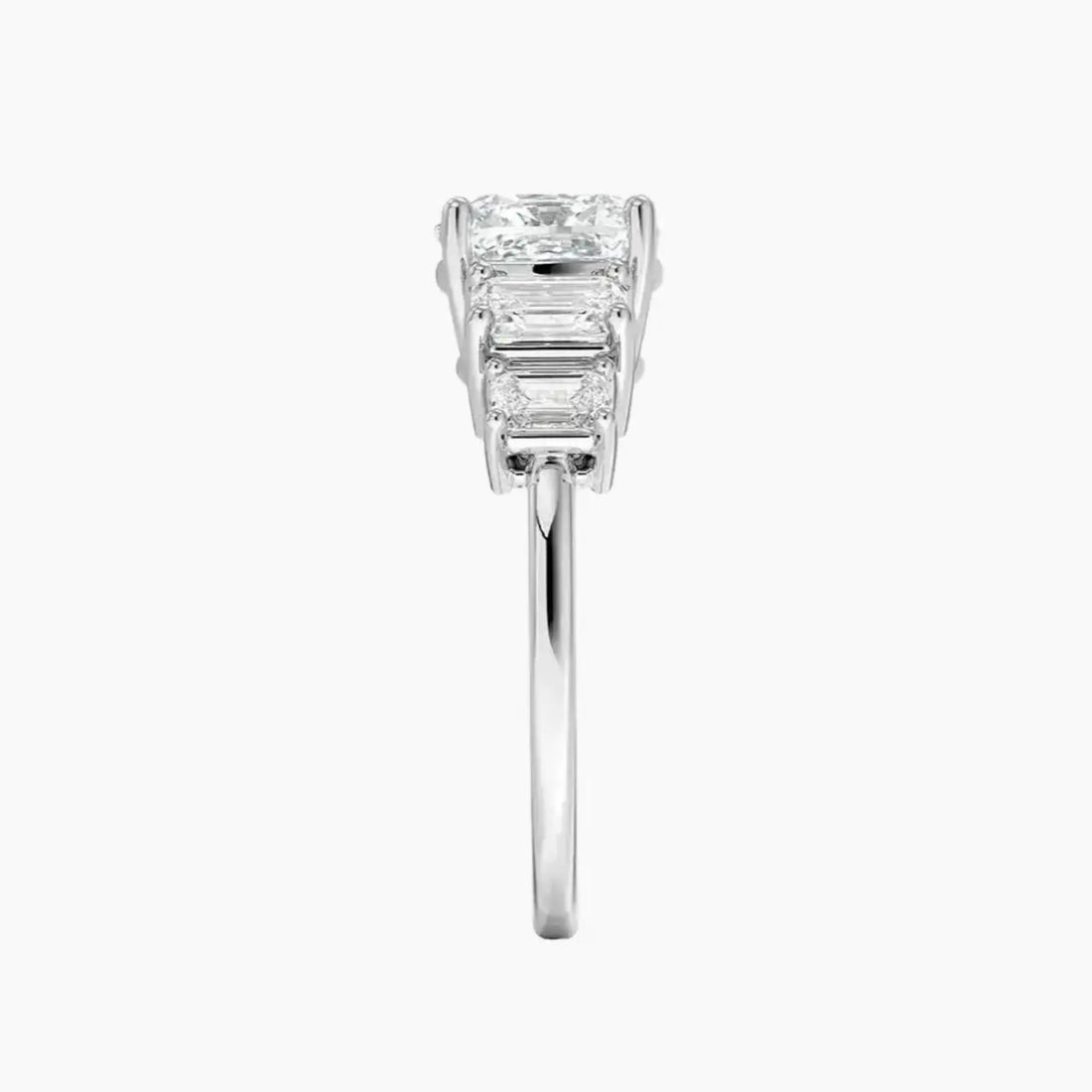 Katerina Five Stone Cushion Designer 3 Carat Lab Grown Diamond Engagement Ring in 18K White Gold