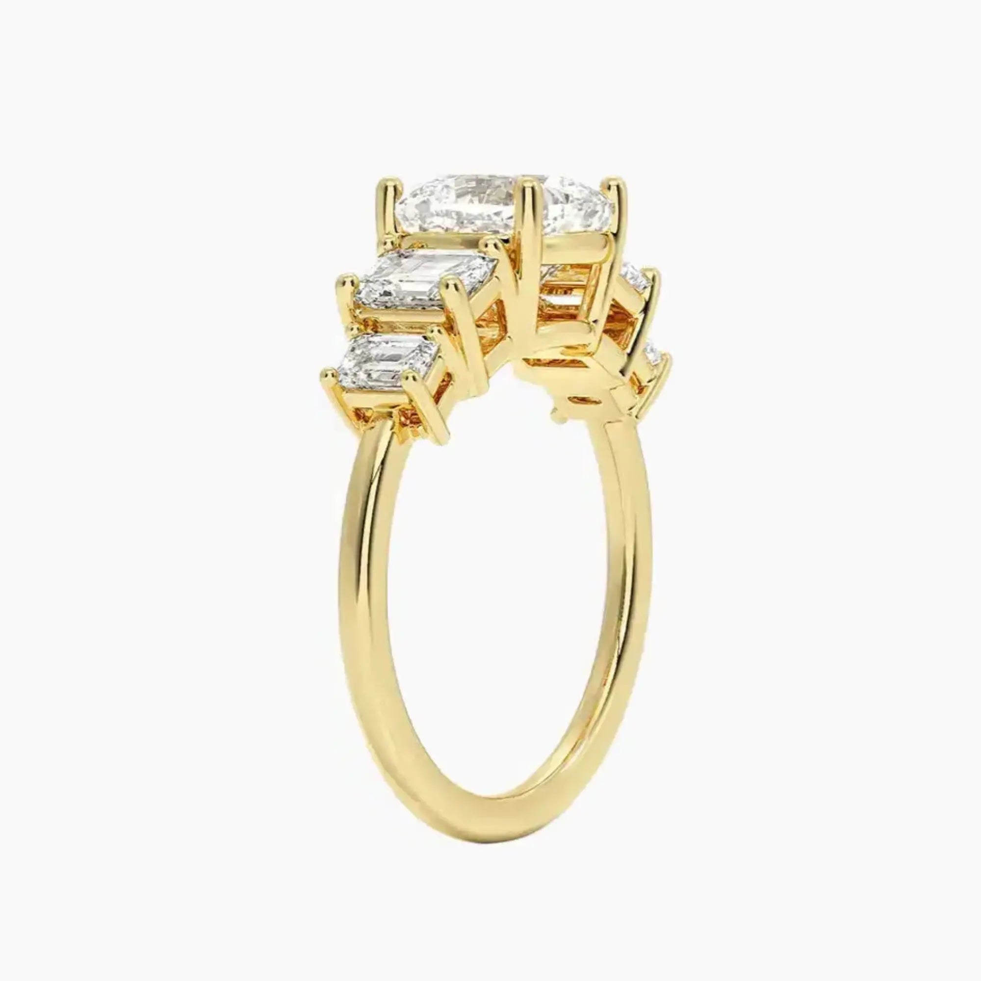 Katerina Five Stone Cushion Designer 2 Carat Lab Grown Diamond Engagement Ring in 18K White Gold