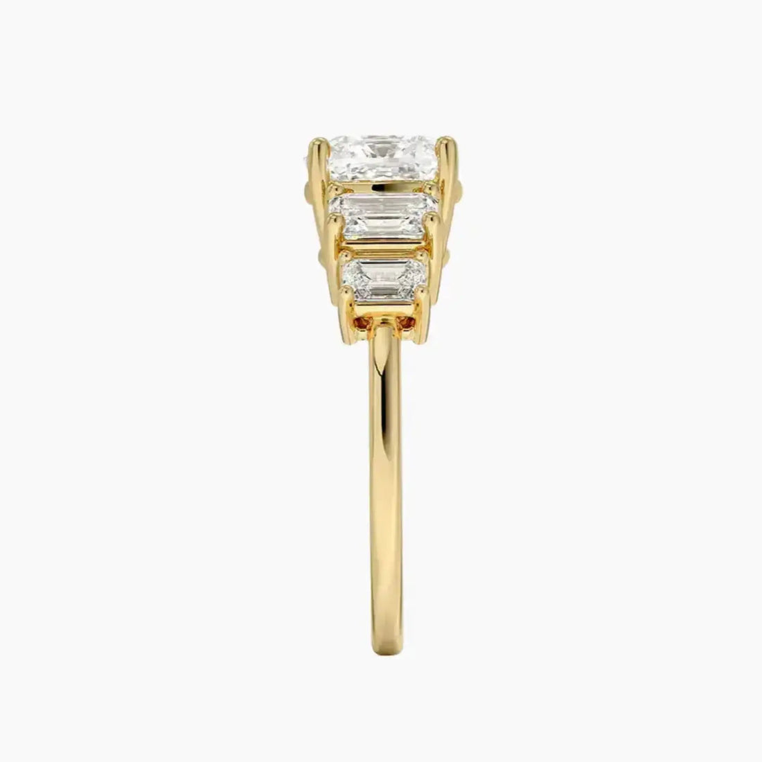 Katerina Five Stone Cushion Designer 3 Carat Lab Grown Diamond Engagement Ring in 14K Yellow Gold