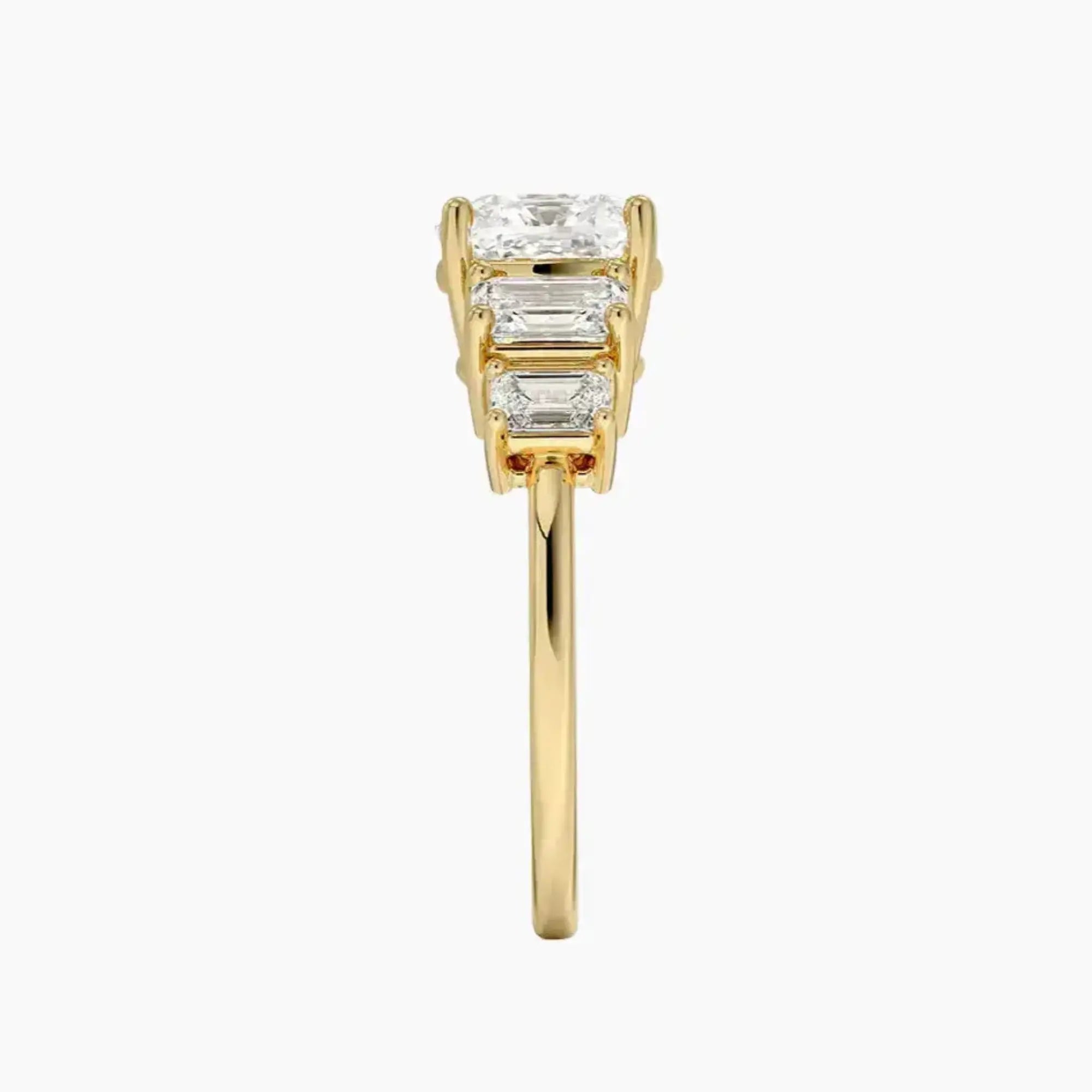 Katerina Five Stone Cushion Designer 1 Carat Lab Grown Diamond Engagement Ring in 14K White Gold