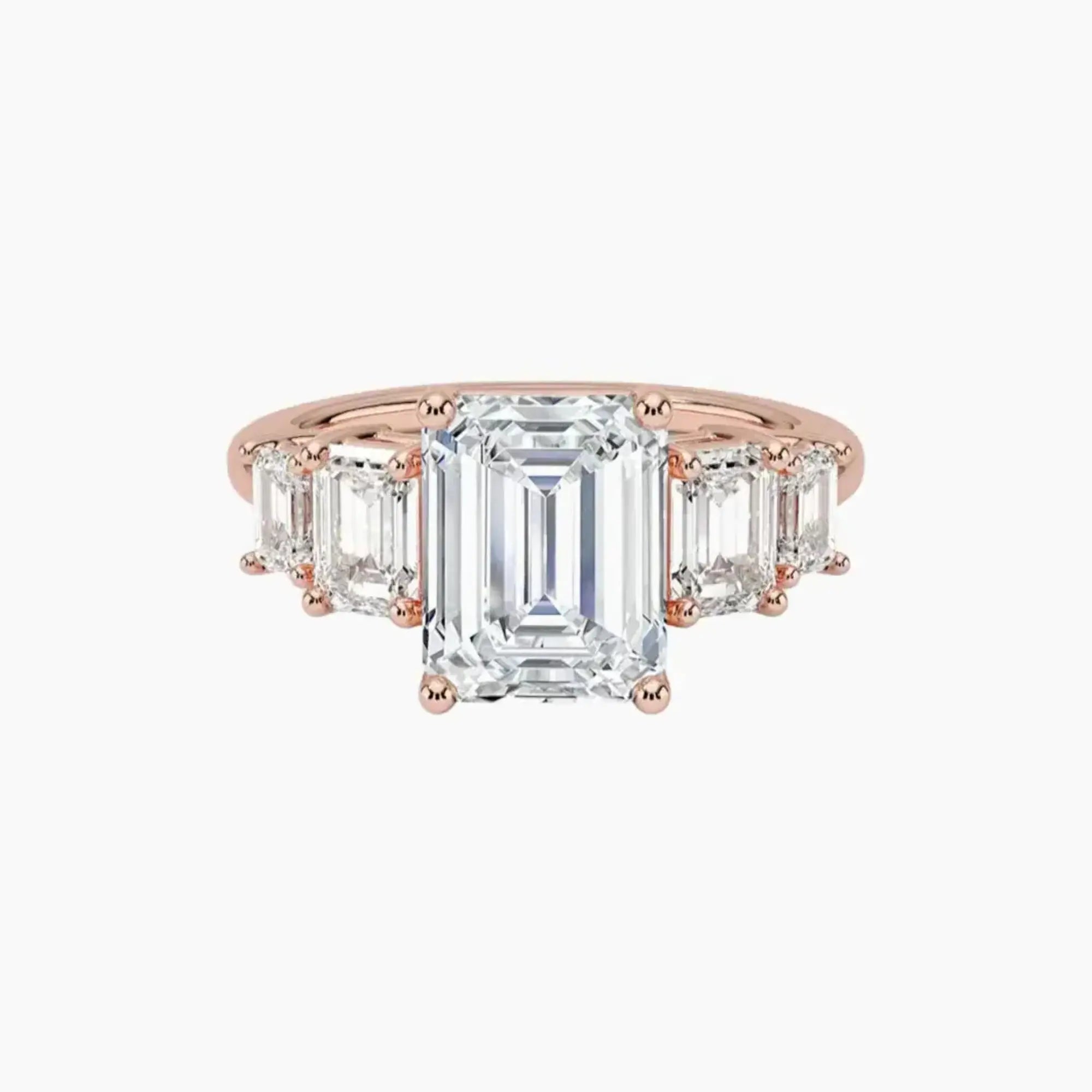 Katerina Five Stone Emerald Designer 2 Carat Lab Grown Diamond Engagement Ring in 14K White Gold