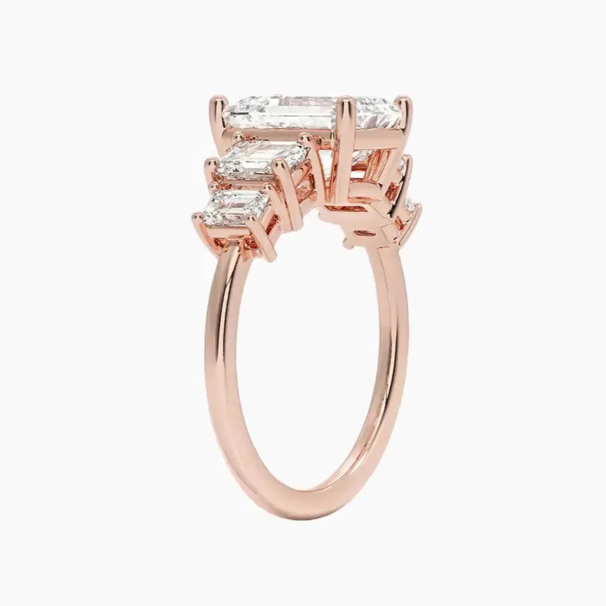 Katerina Five Stone Emerald Designer 1.5 Carat Lab Grown Diamond Engagement Ring in 18K Yellow Gold