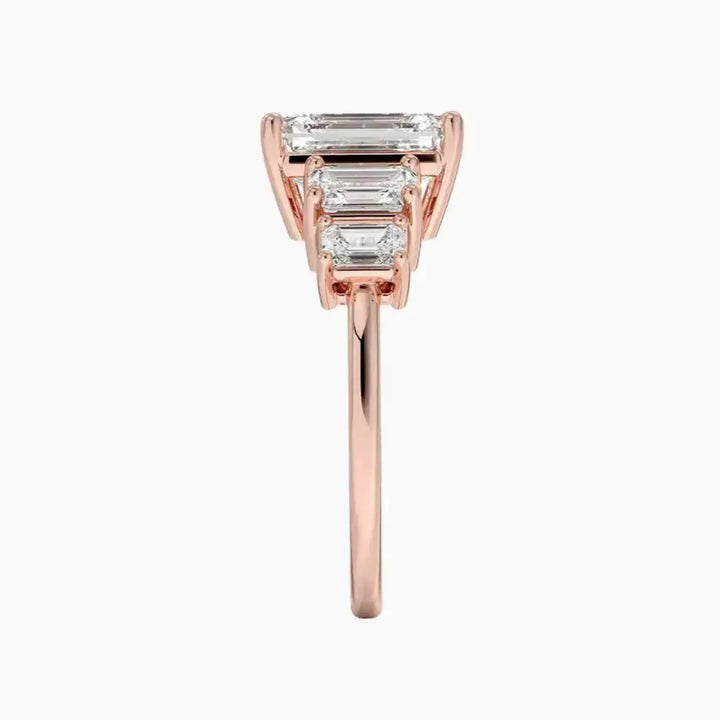 Katerina Five Stone Emerald Designer 2.5 Carat Lab Grown Diamond Engagement Ring in 14K White Gold