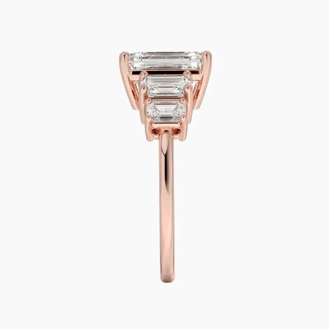 Katerina Five Stone Emerald Designer Diamond Ring Setting in 18K Rose Gold