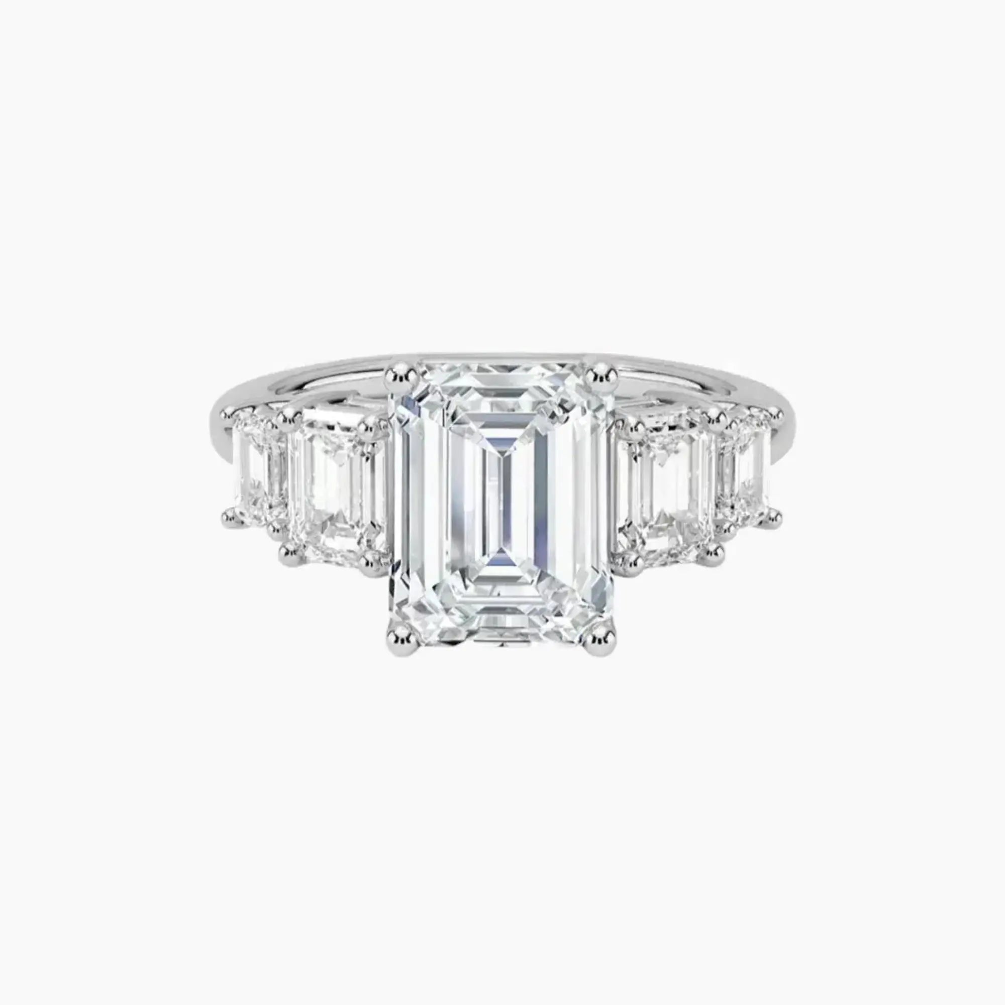Katerina Five Stone Emerald Designer 3 Carat Lab Grown Diamond Engagement Ring in 14K Rose Gold