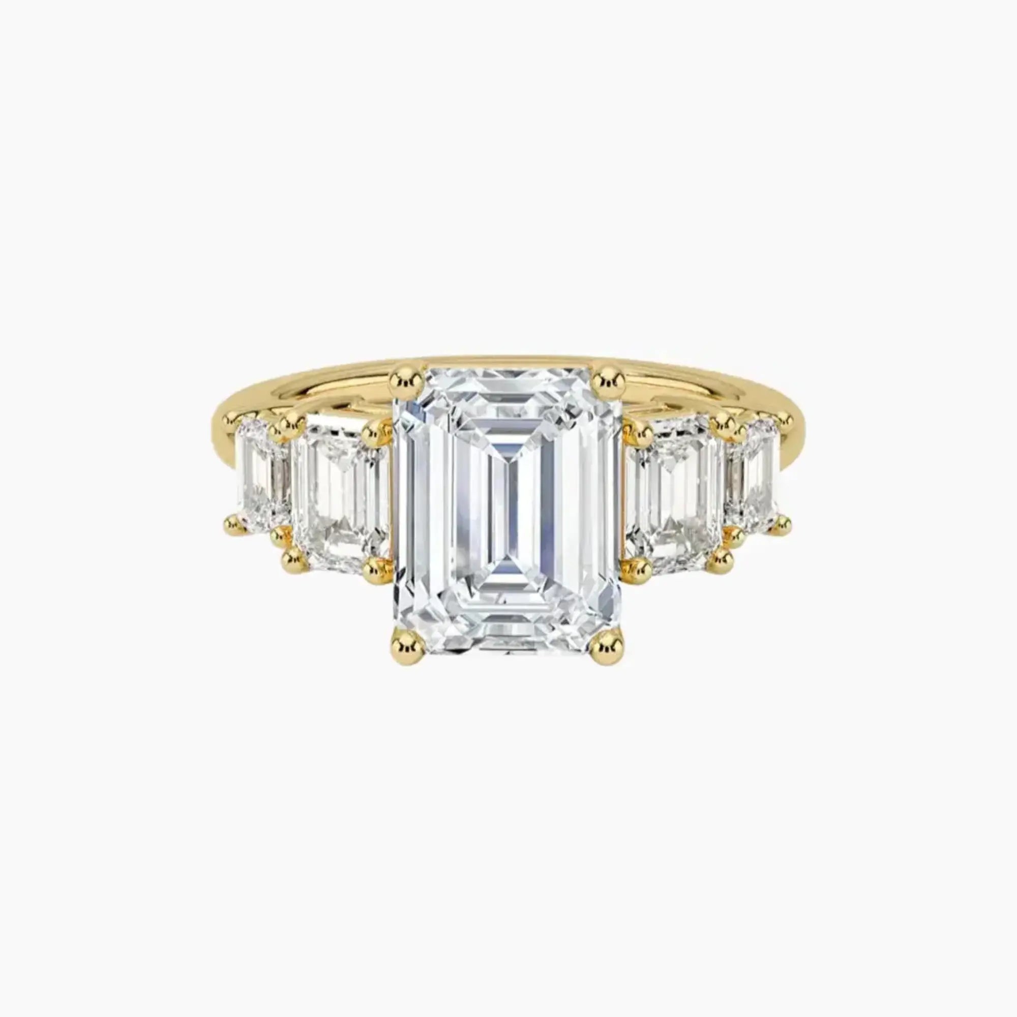 Katerina Five Stone Emerald Designer 2 Carat Lab Grown Diamond Engagement Ring in 18K Rose Gold