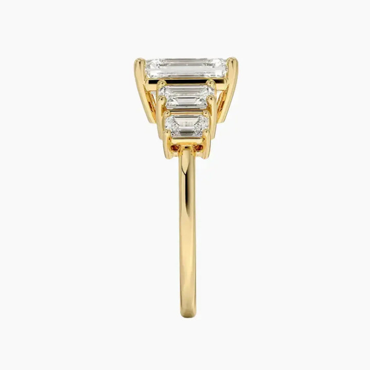 Katerina Five Stone Emerald Designer 2 Carat Lab Grown Diamond Engagement Ring in 18K Rose Gold