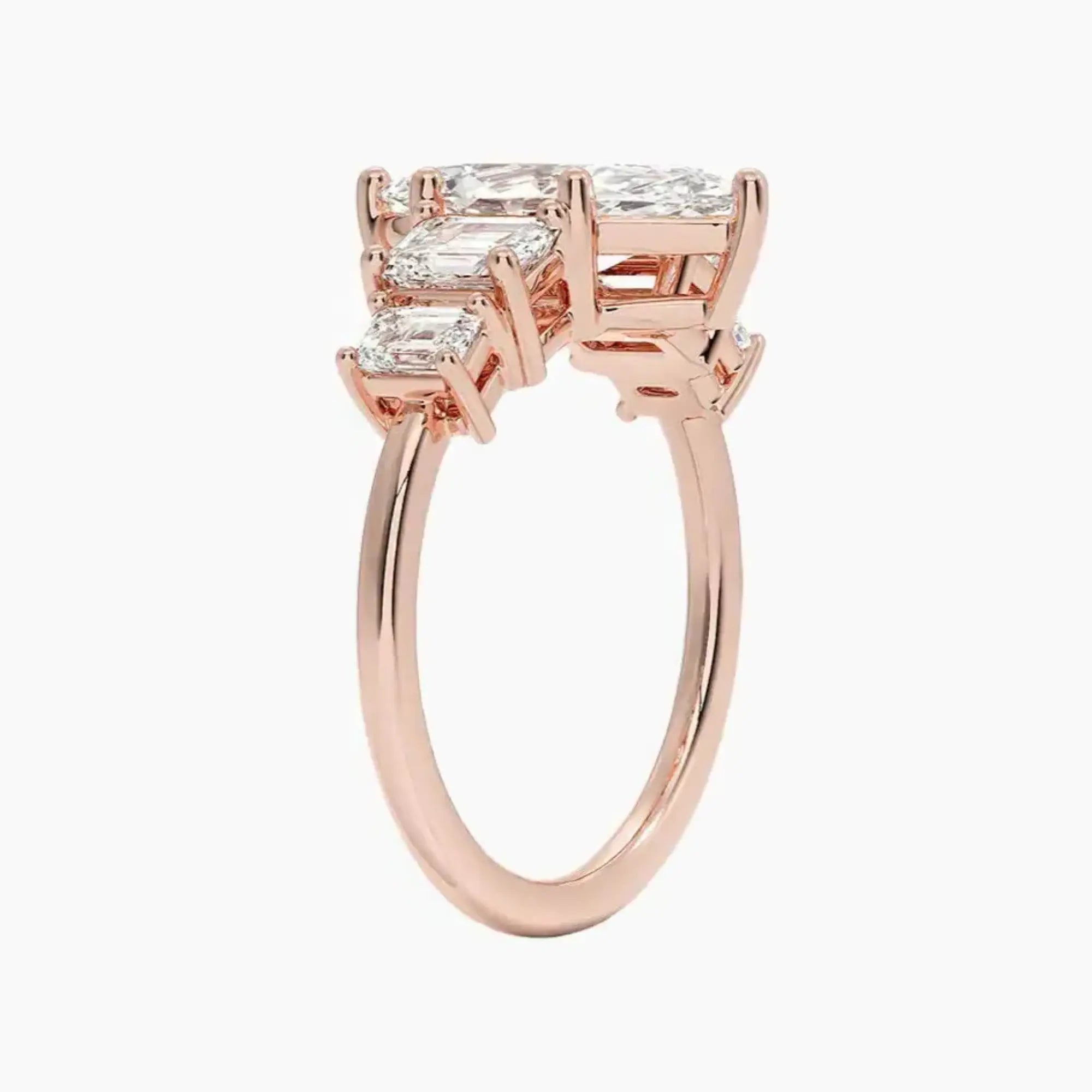 Katerina Five Stone Marquise Designer 1.5 Carat Lab Grown Diamond Engagement Ring in 14K Yellow Gold