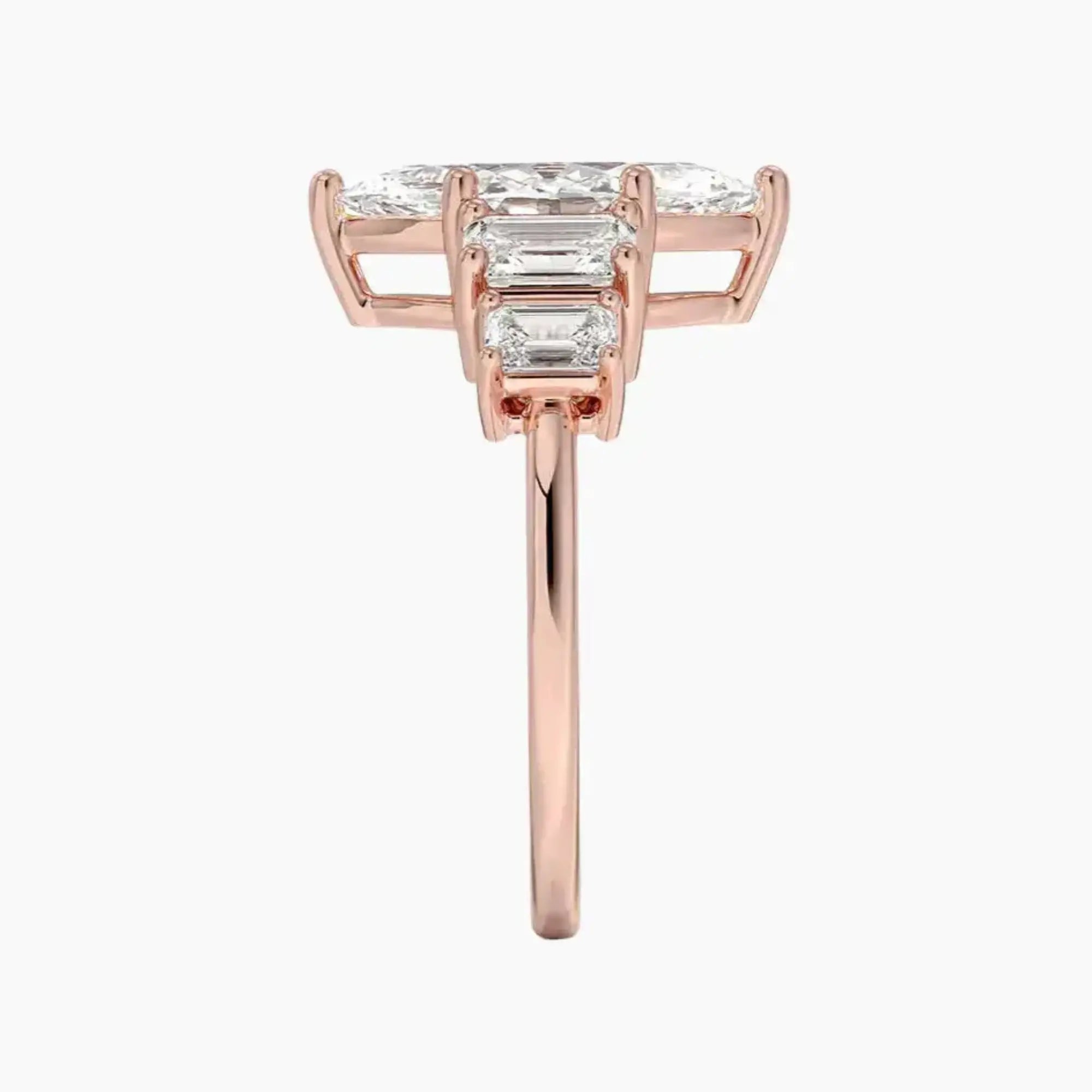 Katerina Five Stone Marquise Designer 1 Carat Lab Grown Diamond Engagement Ring in 18K White Gold