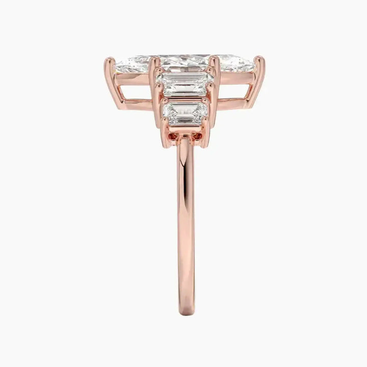 Katerina Five Stone Marquise Designer 2.5 Carat Lab Grown Diamond Engagement Ring in 18K Yellow Gold